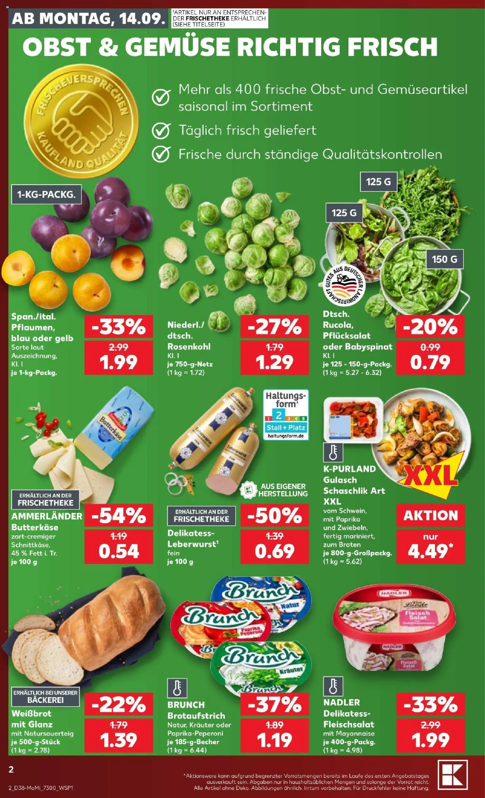 Kaufland Prospekt – gültig ab 14.09.2026 | Seite: 2 | Produkte: Bäckerei, Paprika, Obst, Salat