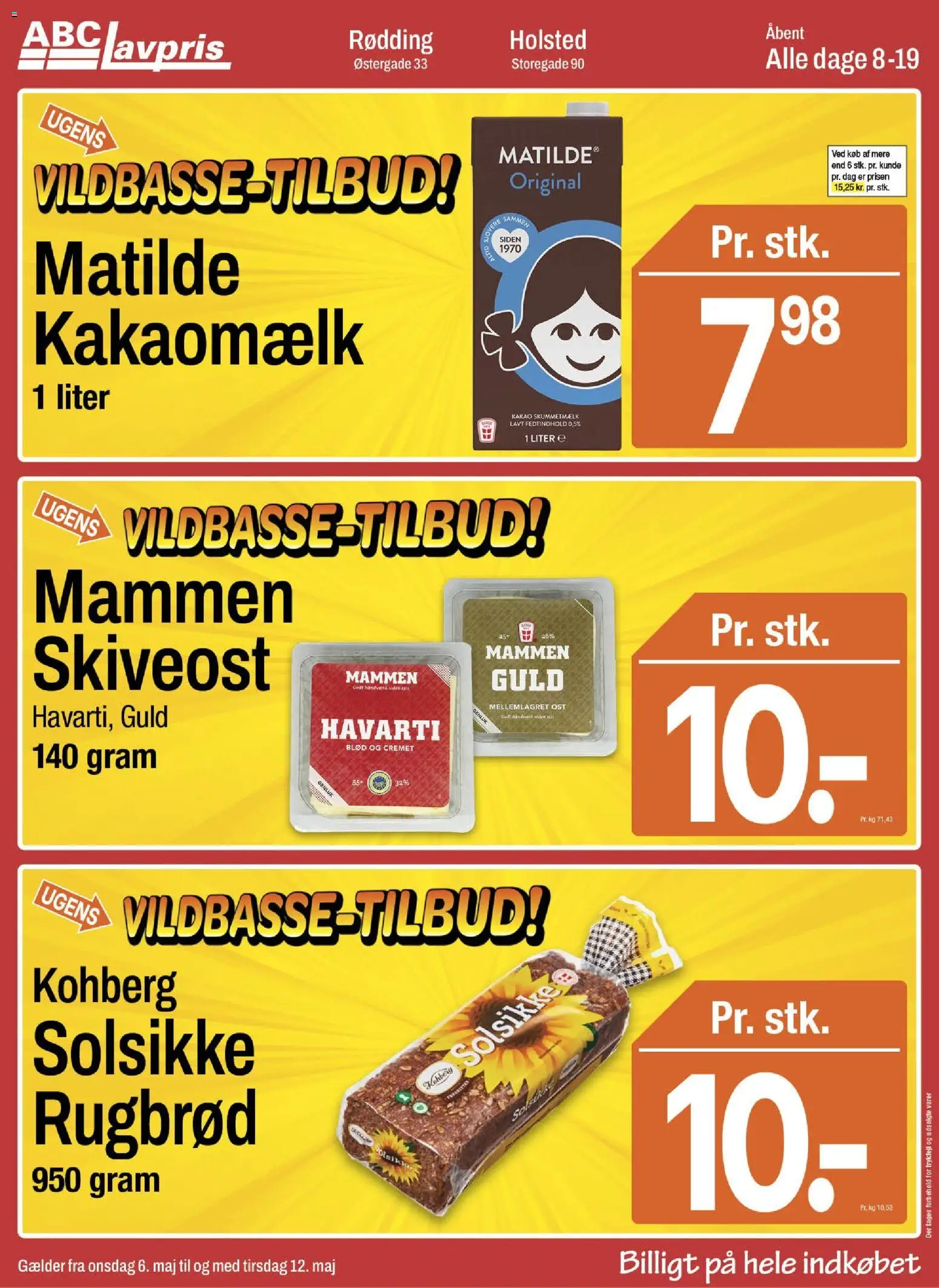 Abc Lavpris tilbudsavis – gyldig fra 06.05.2026 | Side: 1 | Produkter: Ost, Kakaomælk, Kakao, Rugbrød