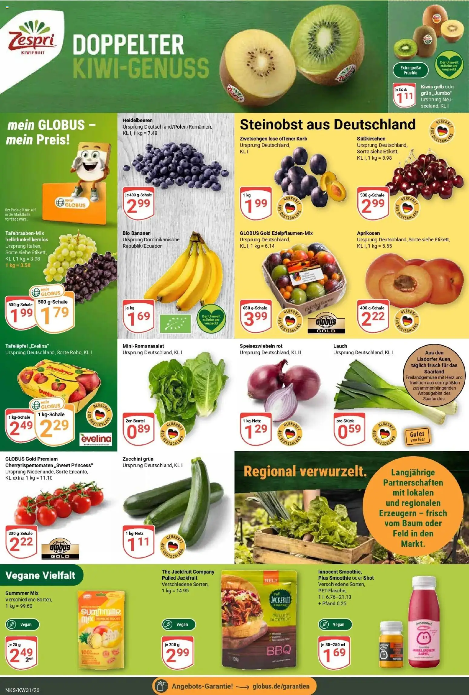 Globus Prospekt Neunkirchen – gültig ab 27.07.2026 | Seite: 6 | Produkte: Äpfel, Zwetschgen, Heidelbeeren, Zucchini