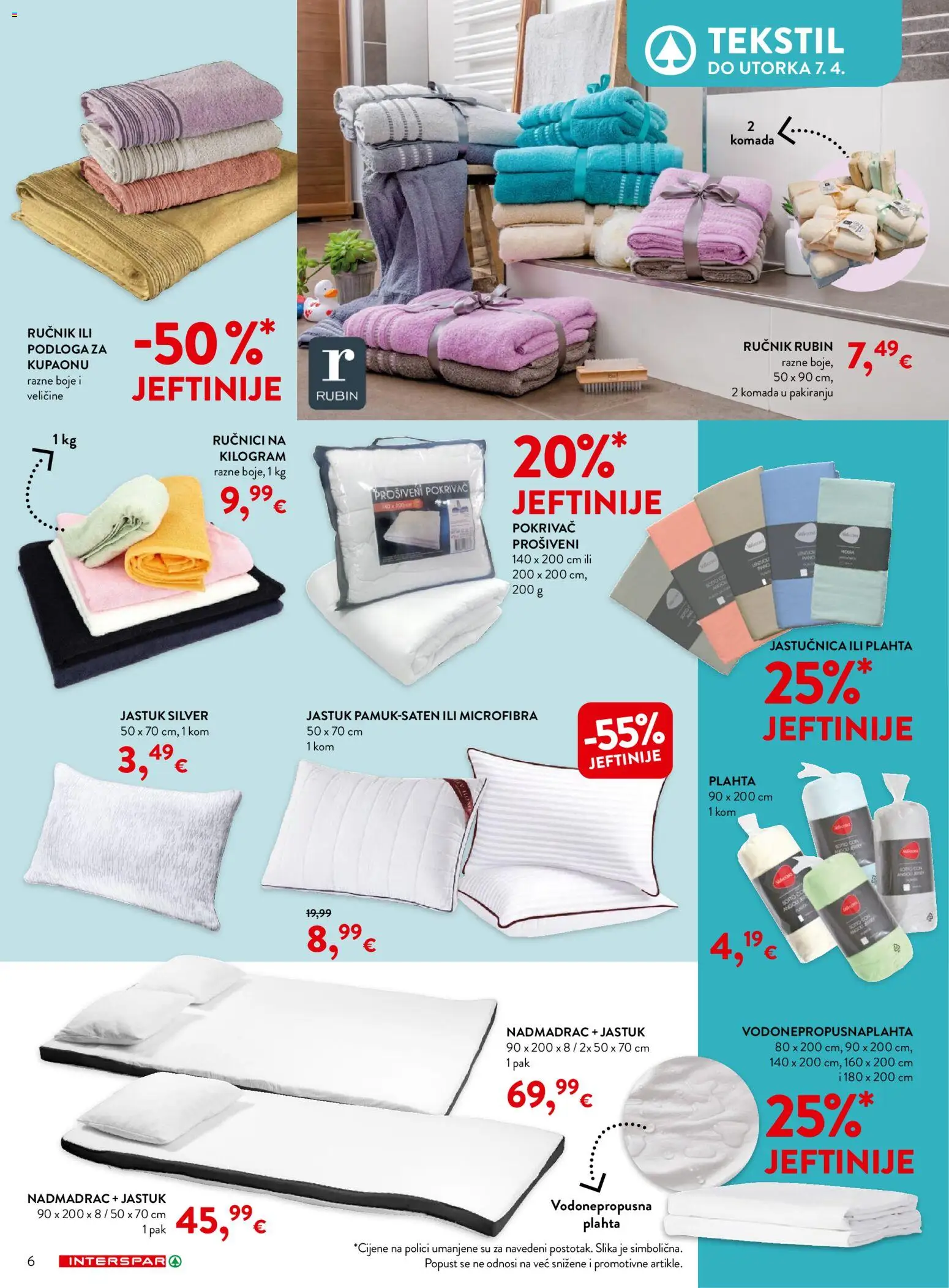 Interspar katalog | vrijedi od 04.03.2026 | Stranica: 6 | Proizvodi: Ručnik, Jastučnica, Plahta, Nadmadrac