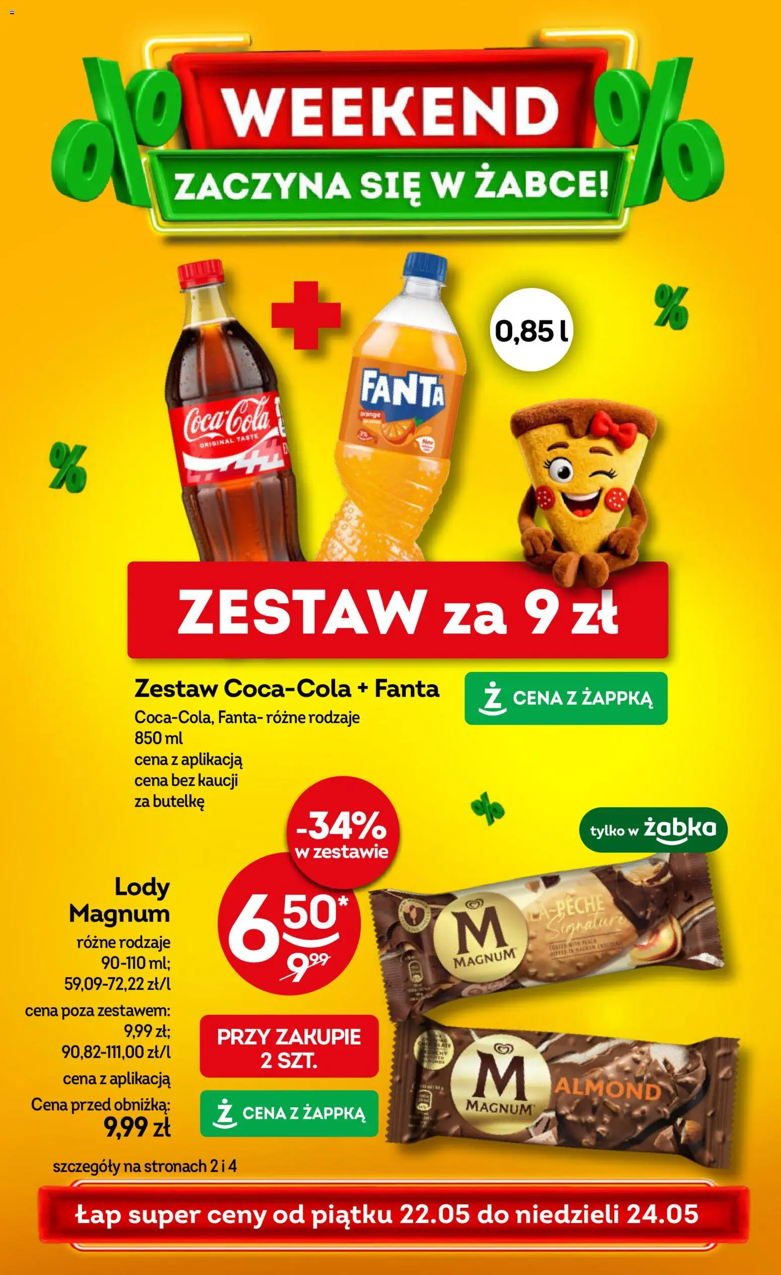 Żabka gazetka - Weekendowe promocje od 22.05.2026 | Strona: 1 | Produkty: Lody Magnum, Lody