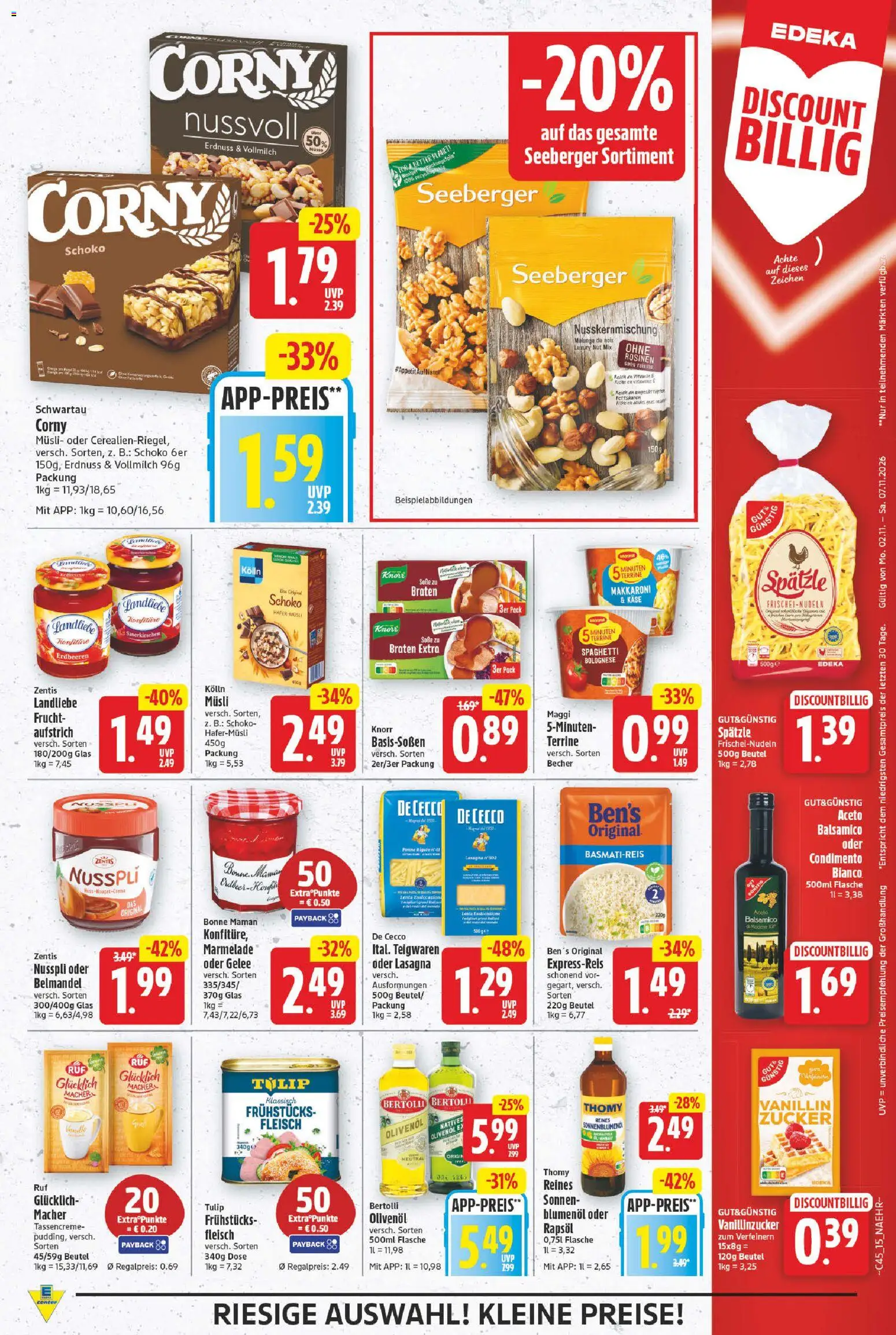 E center Prospekt – gültig ab 02.11.2026 | Seite: 15 | Produkte: Knorr, Rosinen, Soße, Zentis nusspli