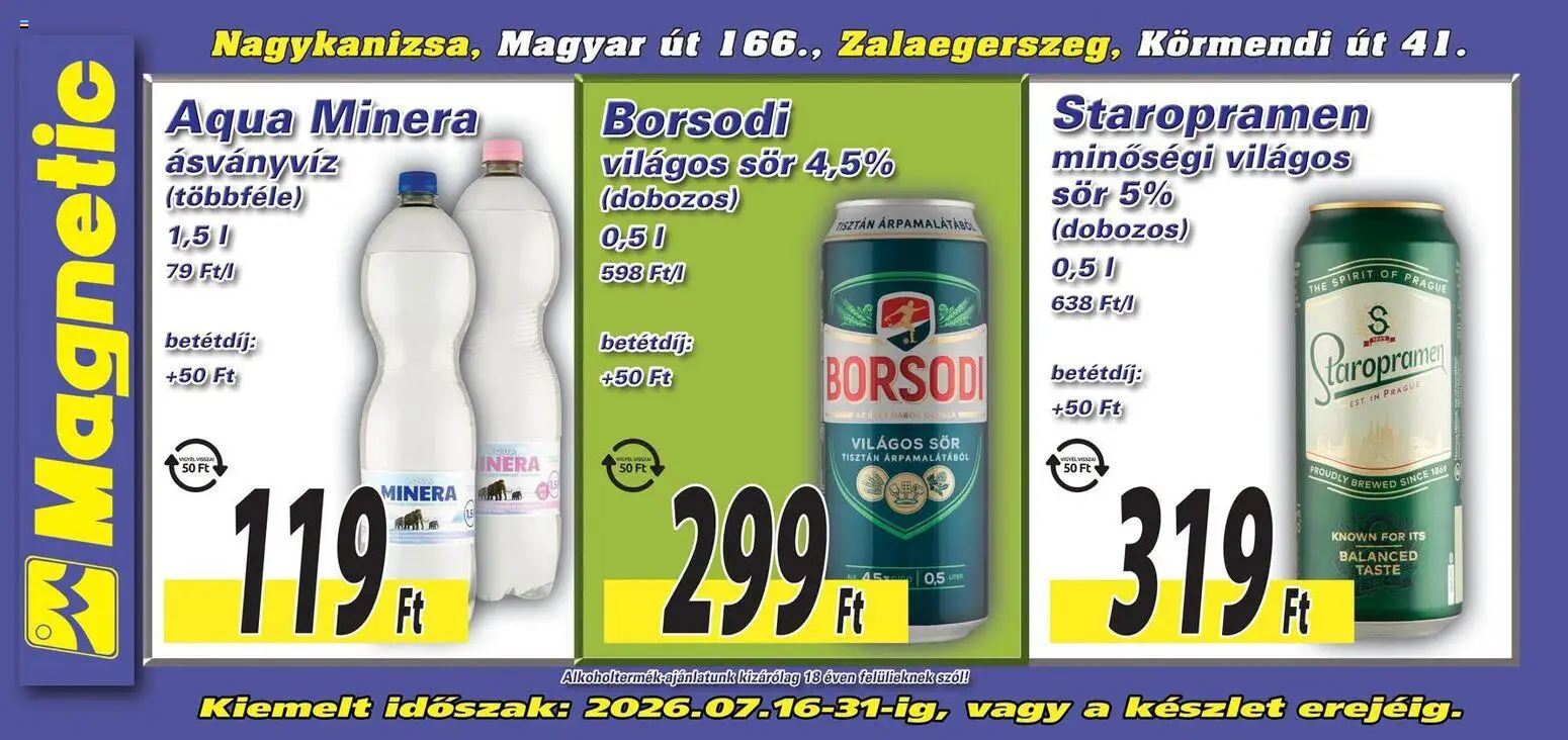 Magnetic akciós ujság - amely érvényes a következő dátumtól: 2026.07.16. | Oldal: 3 | Termékek: Dobozos sör, Ásványvíz, Sör