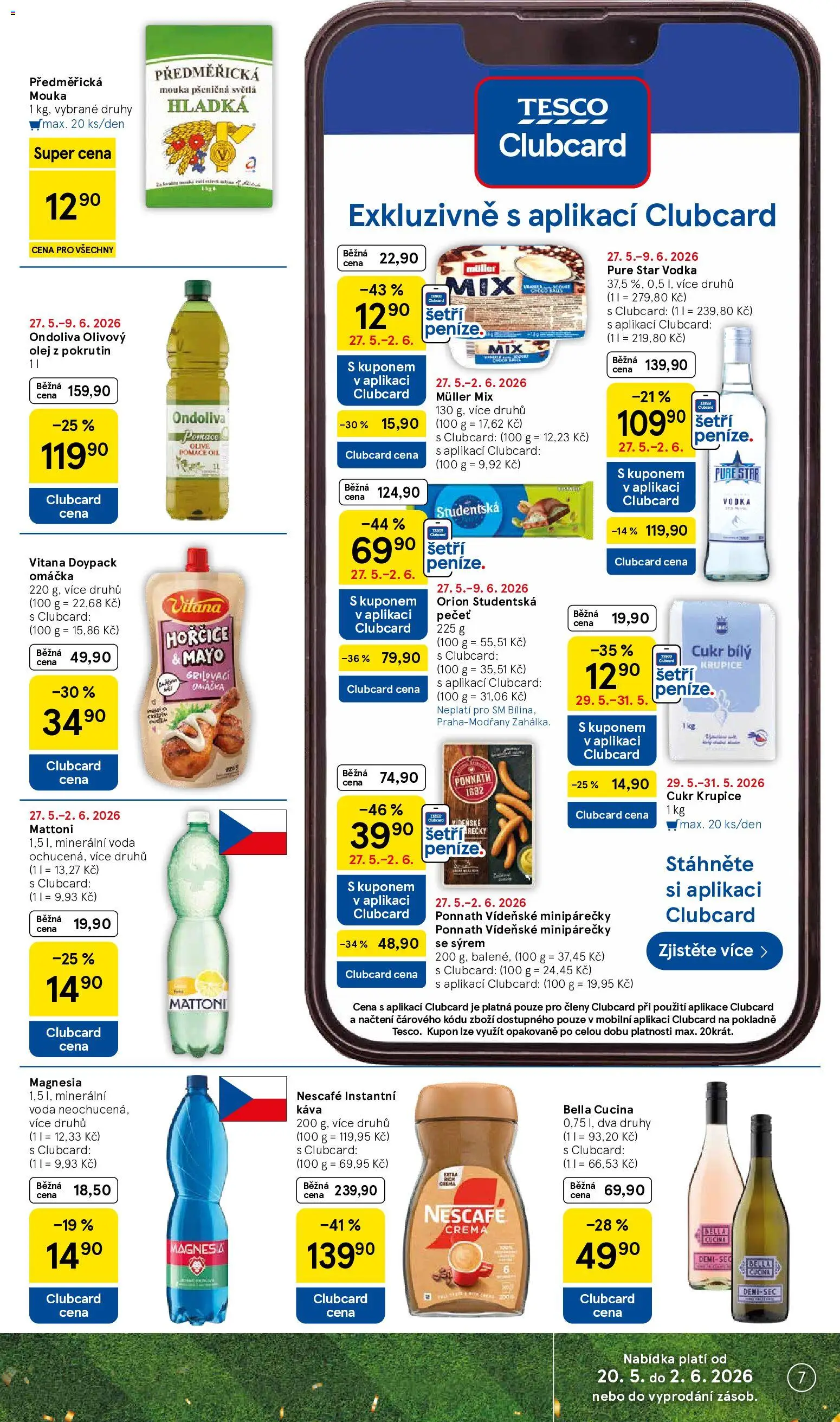 Tesco leták - Supermarket od 27.05.2026 | Strana: 7 | Produkty: Voda, Instantní káva, Nescafé, Cukr