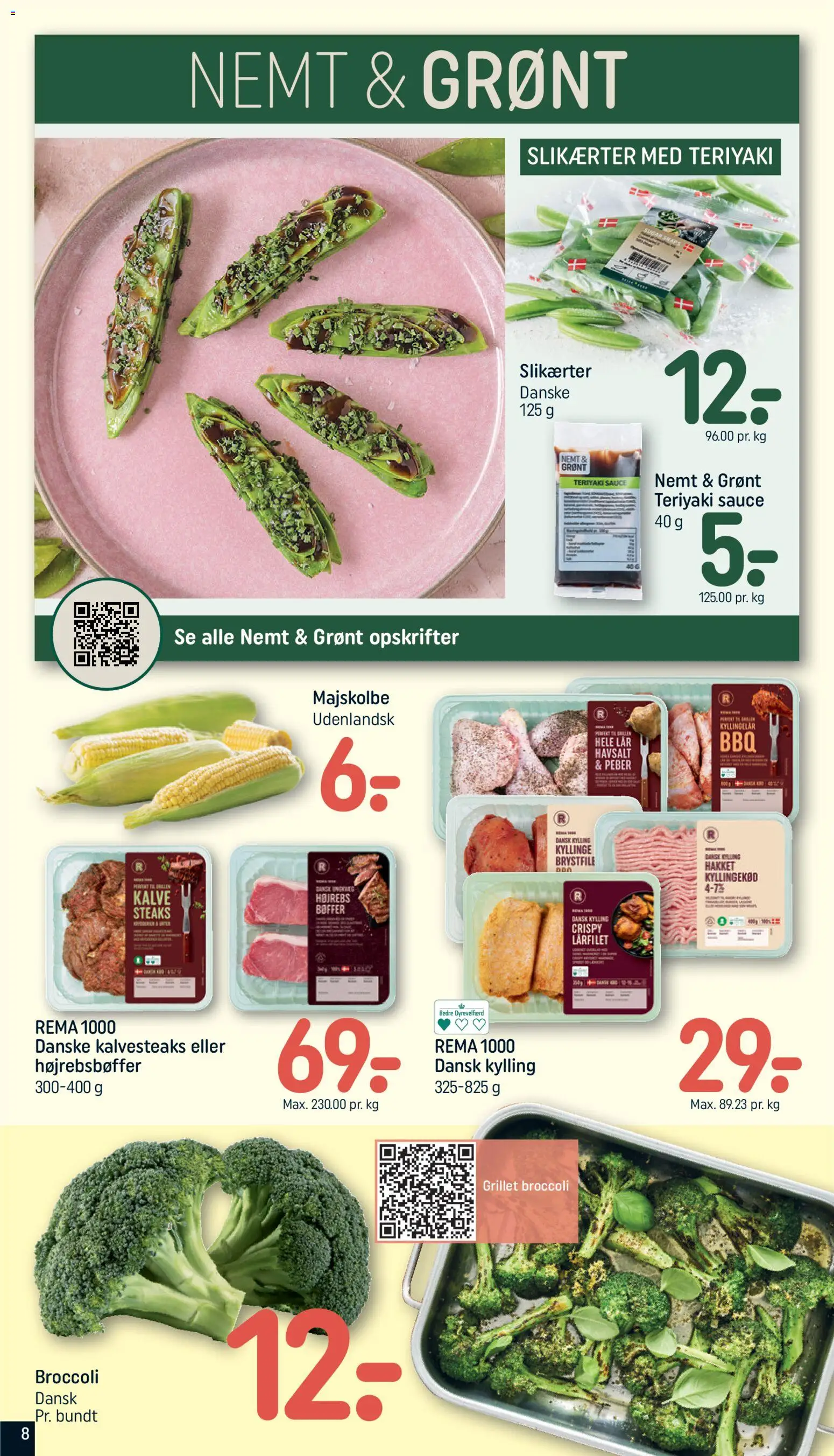 Rema 1000 tilbudsavis – gyldig fra 19/07/2026 | Side: 8 | Produkter: Kyllingekød, Bøffer, Broccoli, Peber