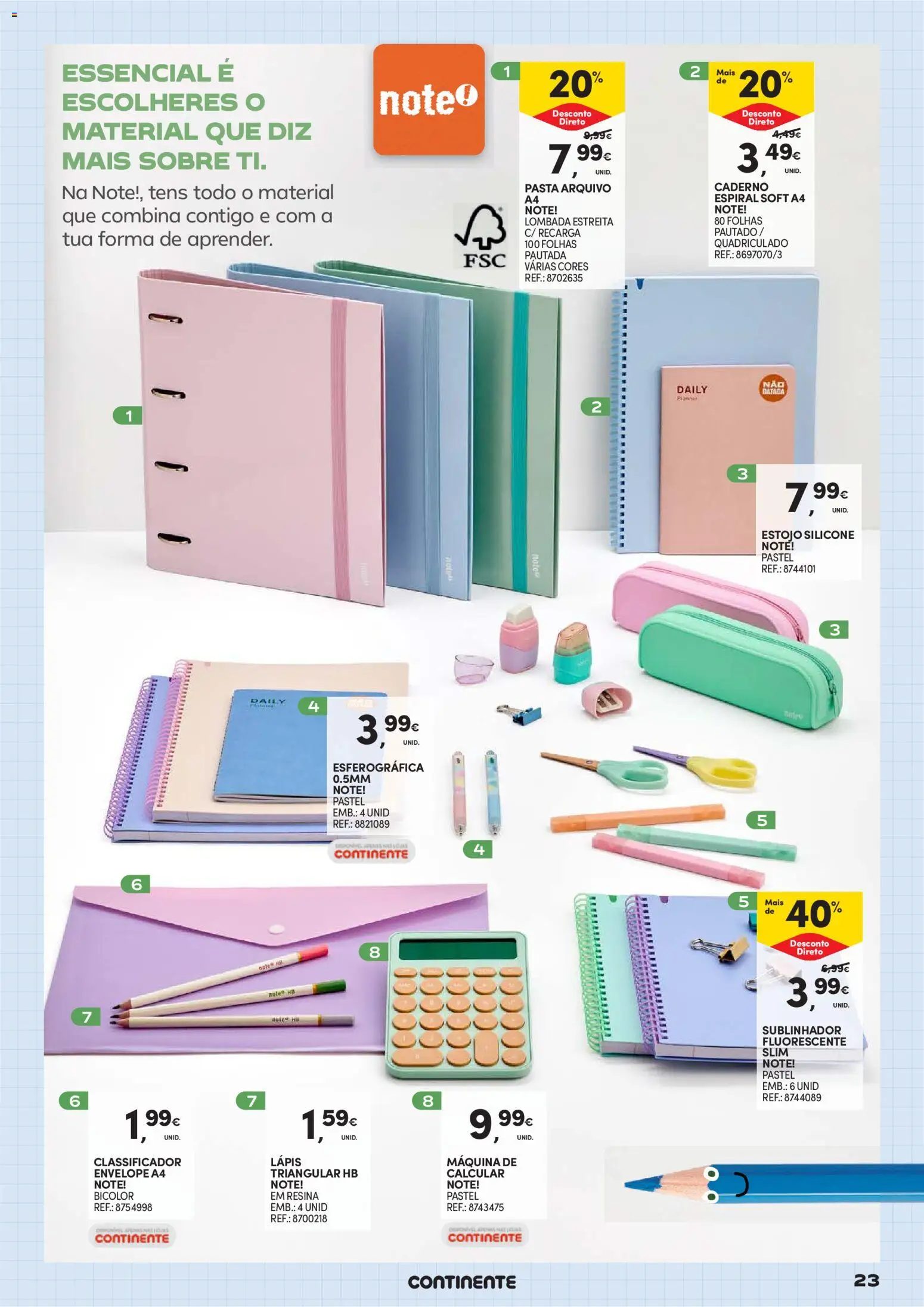Continente Regresso às Aulas Na escola de toda a gente │ válido de 11/08/2026 | Página: 23 | Produtos: Caderno
