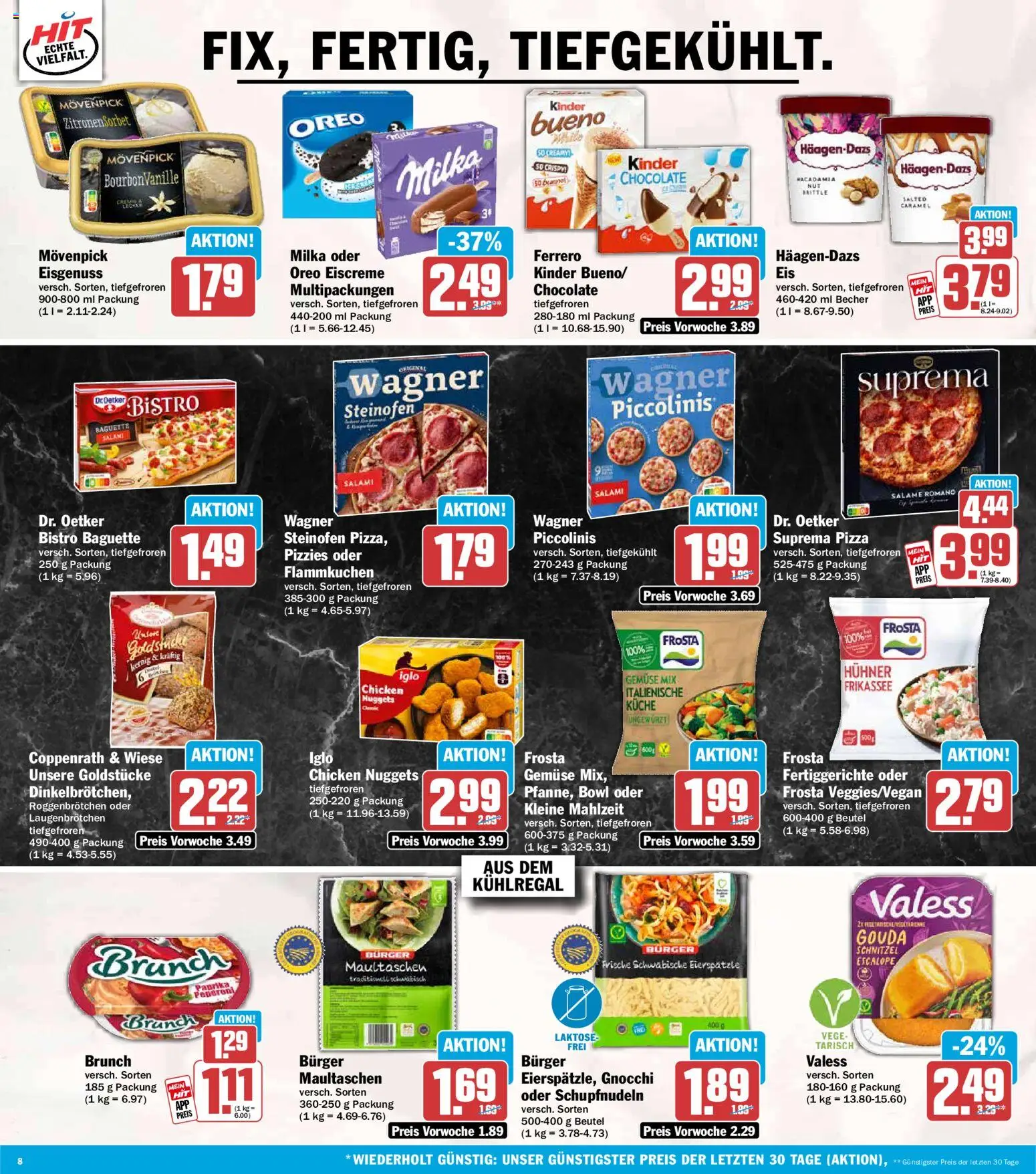 HIT Prospekt – gültig ab 20.07.2026 | Seite: 8 | Produkte: Küche, Burger, Schnitzel, Gemüse
