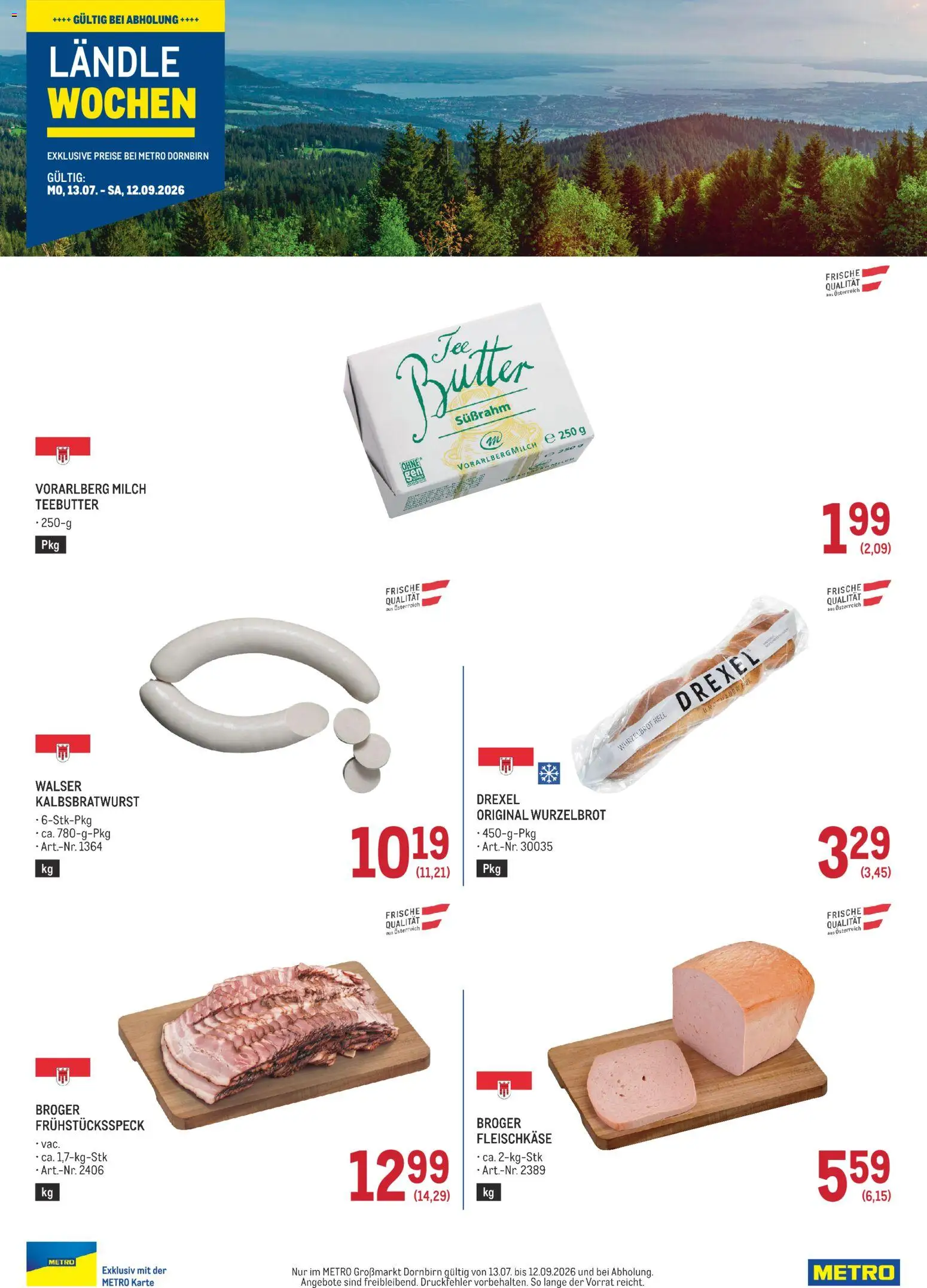 Metro angebote Laendle Wochen Dornbirn gültig ab 13.07.2026 | Seite: 2 | Produkte: Milch