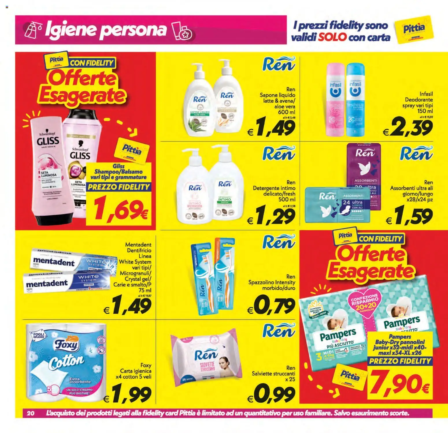 Volantino SuperConveniente del 01/09/2026 | Pagina: 20 | Prodotti: Shampoo, Salviette struccanti, Detergente intimo, Latte