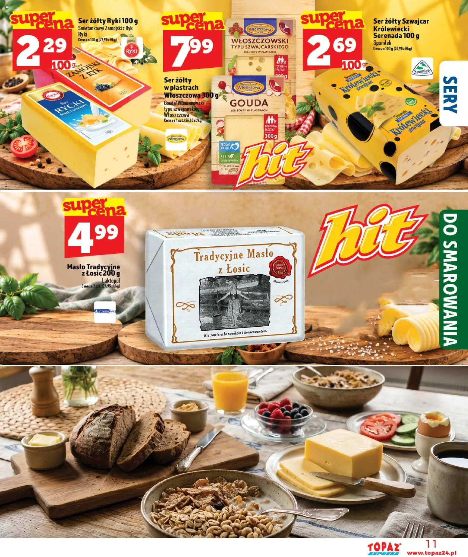 Topaz gazetka - Express od 15.10.2026 | Strona: 11 | Produkty: Ser żółty, Sery, Masło, Ser