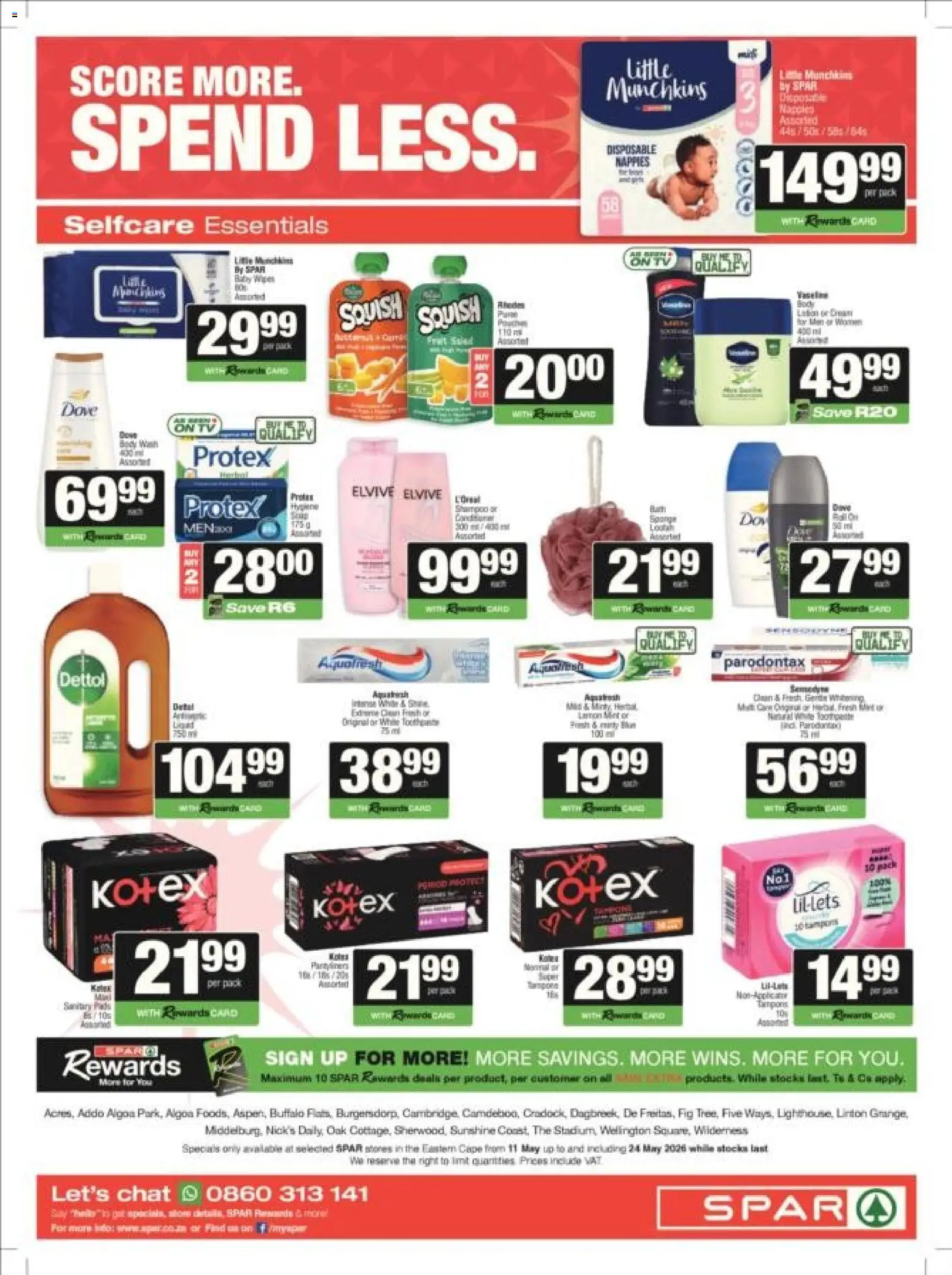 New Spar catalogue – valid from 11.05.2026 | Page: 4 | Products: Body wash, Nappies