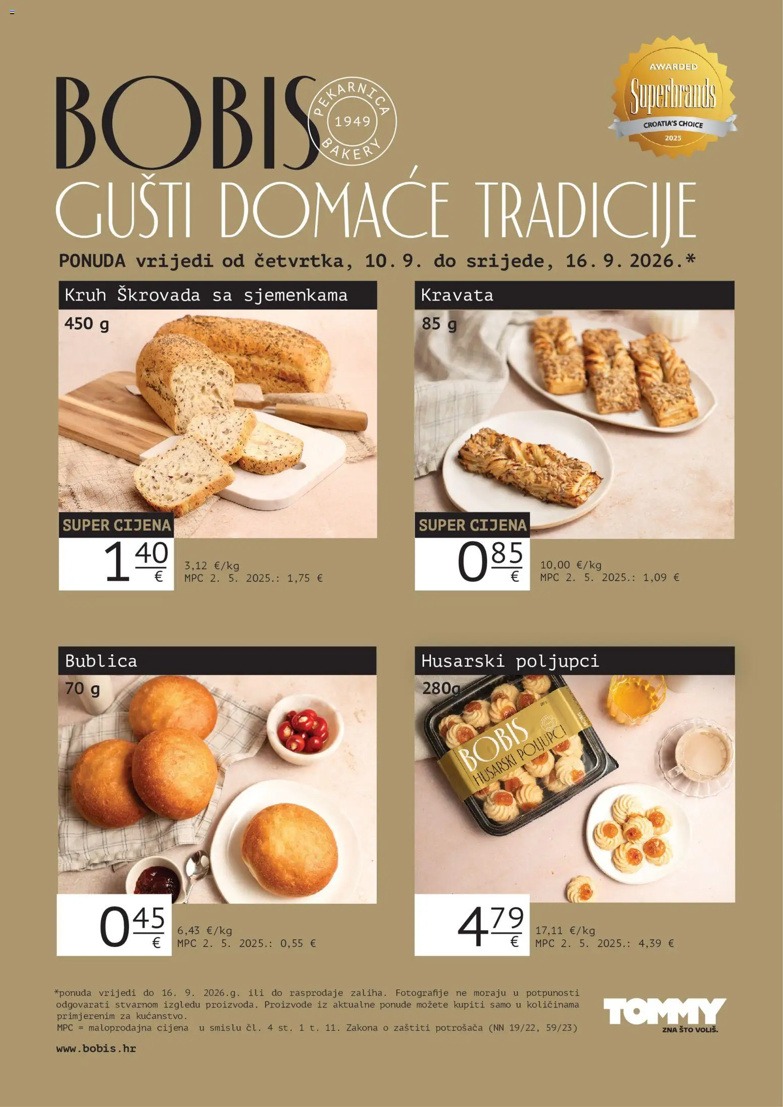 Tommy katalog | vrijedi od 10.09.2026 | Stranica: 1 | Proizvodi: Kruh