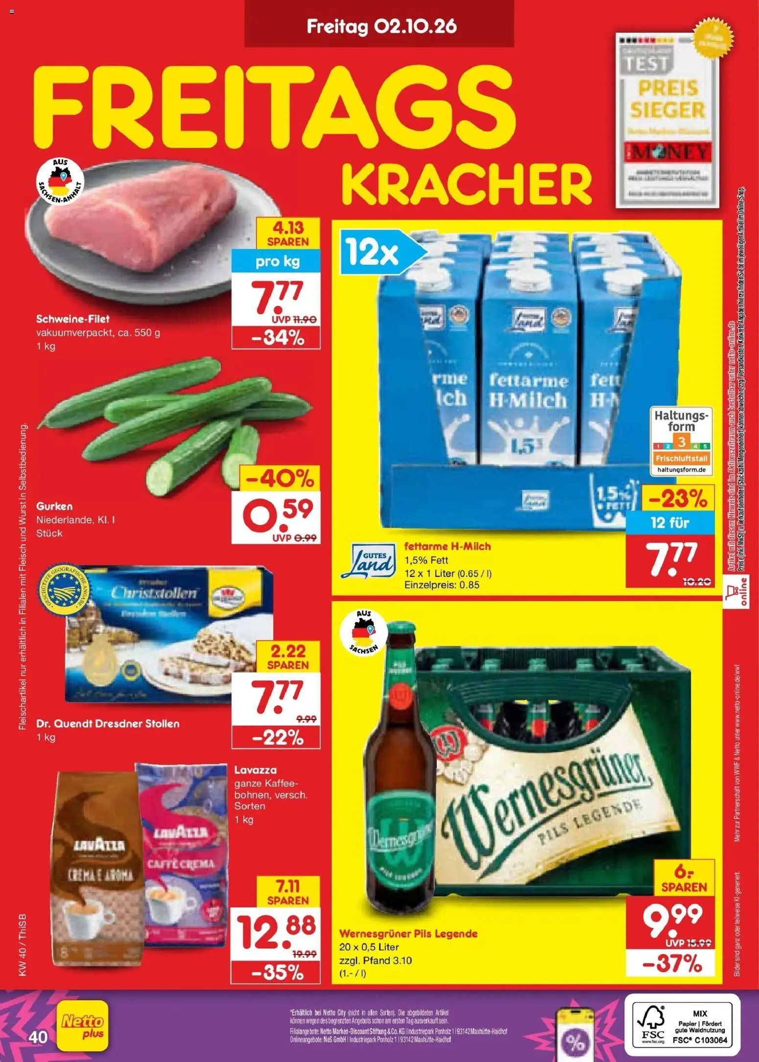 Netto Marken-Discount Prospekt Pirna – gültig ab 28.09.2026 | Seite: 62 | Produkte: Pils, Wernesgruner, Schweinefilet, Bilder