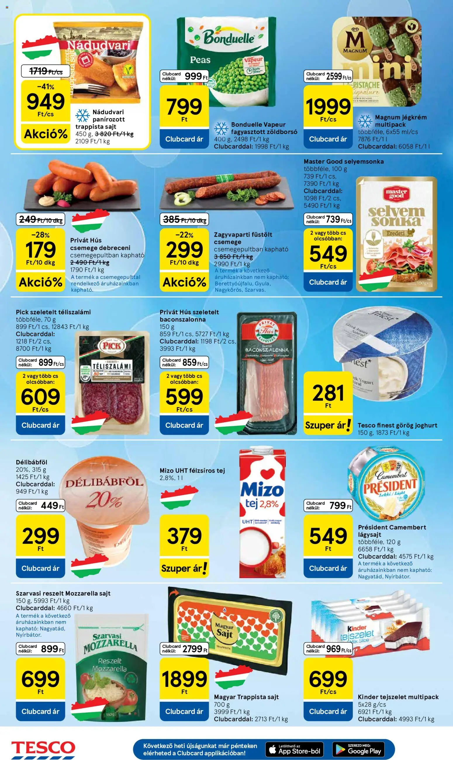 Tesco akciós ujság - amely érvényes a következő dátumtól: 2026.07.30. | Oldal: 4 | Termékek: Magnum, Hús, Sajt, Téliszalámi