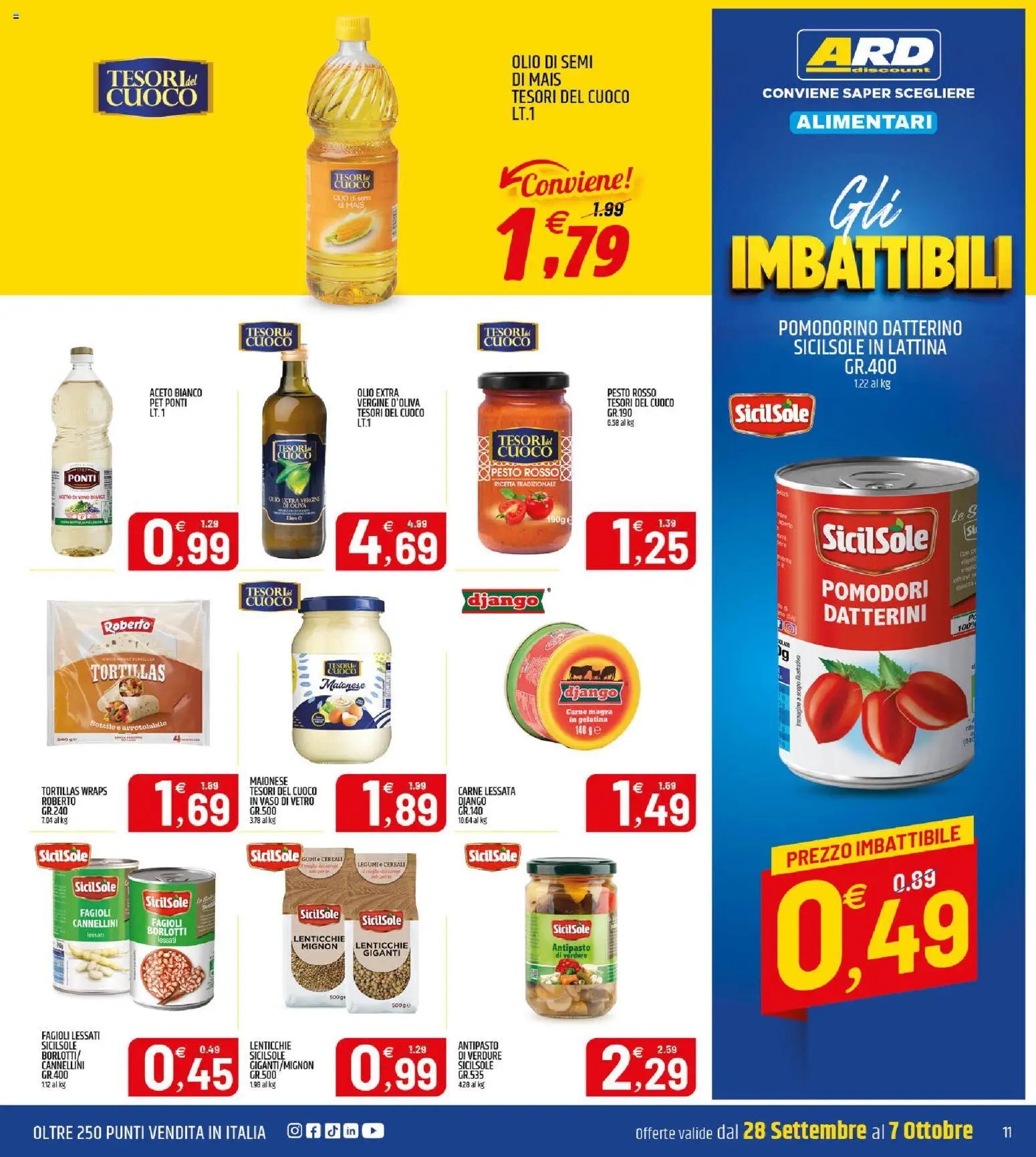 Volantino ARD Discount del 28/09/2026 | Pagina: 11 | Prodotti: Fagioli, Lenticchie, Maionese, Vino bianco