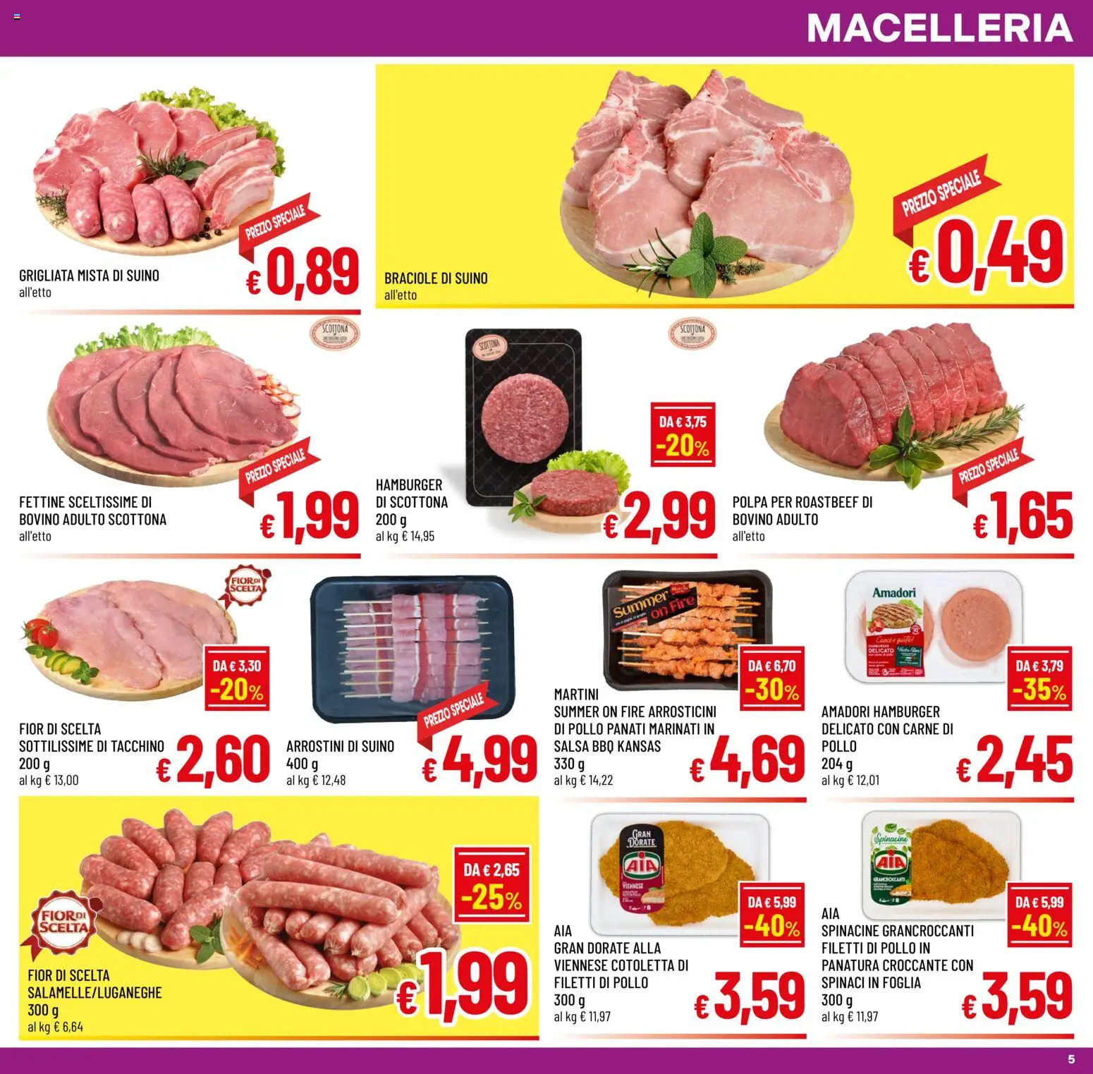 Volantino A&O del 10.06.2026 | Pagina: 5 | Prodotti: Bovino, Salsa, Tacchino, Spinaci