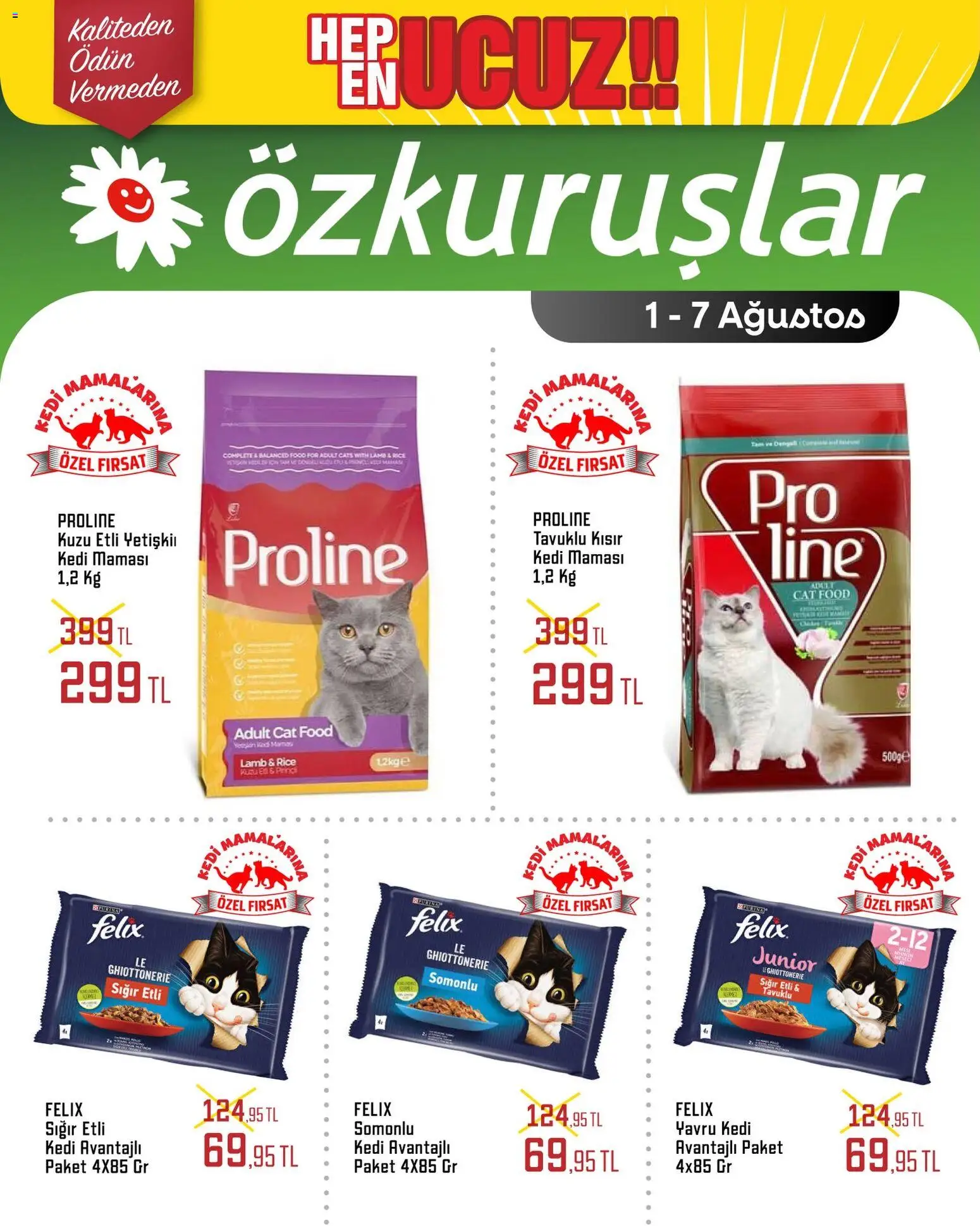 Özkuruşlar İndirim - 01 Ağustos 2026 tarihinden itibaren geçerlidir | Sayfa: 1 | Ürünler: Kedi maması, Yetişkin Kedi Maması