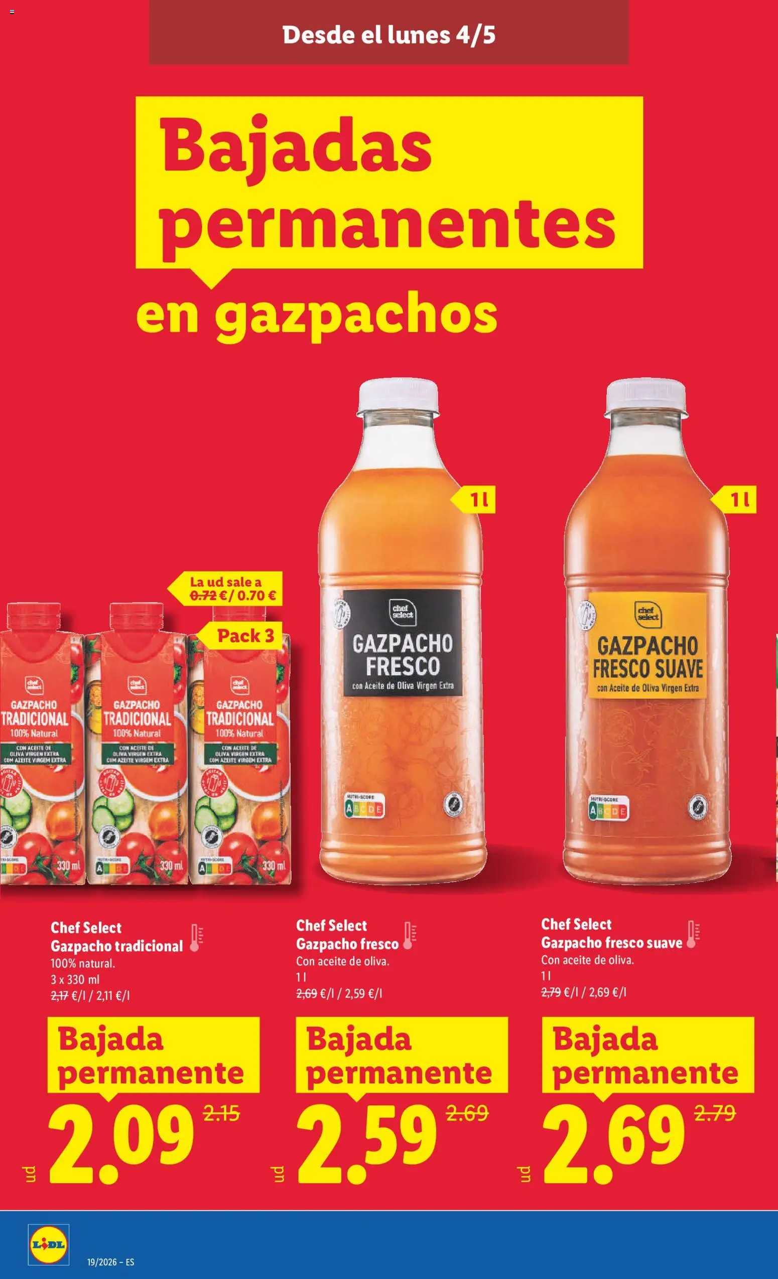 Lidl Bajadas Nacional │ válido desde el 04.05.2026 | Página: 6 | Productos: Aceite, Aceite de oliva, Aceite de oliva virgen extra, Gazpacho