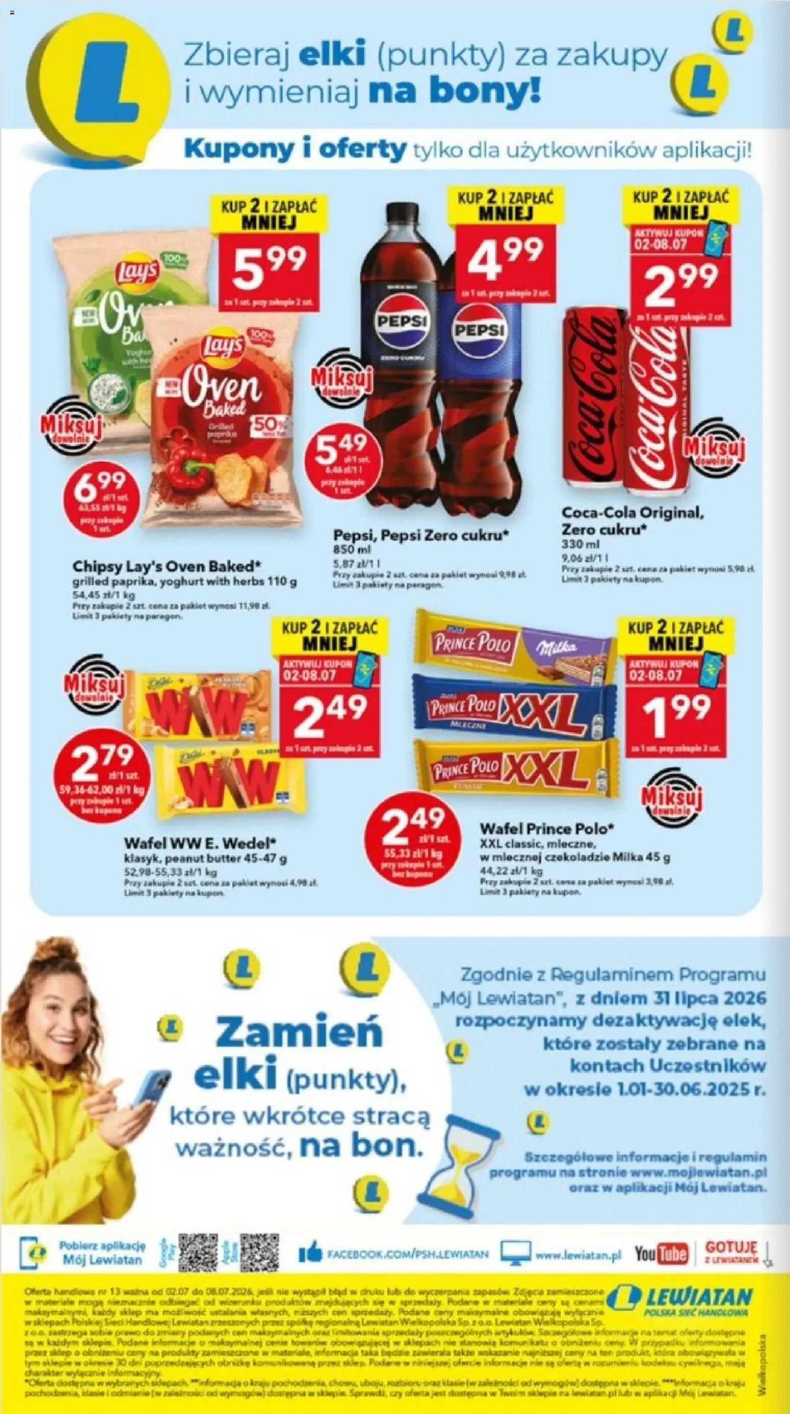 Lewiatan gazetka - Ostrów Wielkopolski od 02.07.2026 | Strona: 8 | Produkty: Chipsy, Coca cola, Milka, Lays