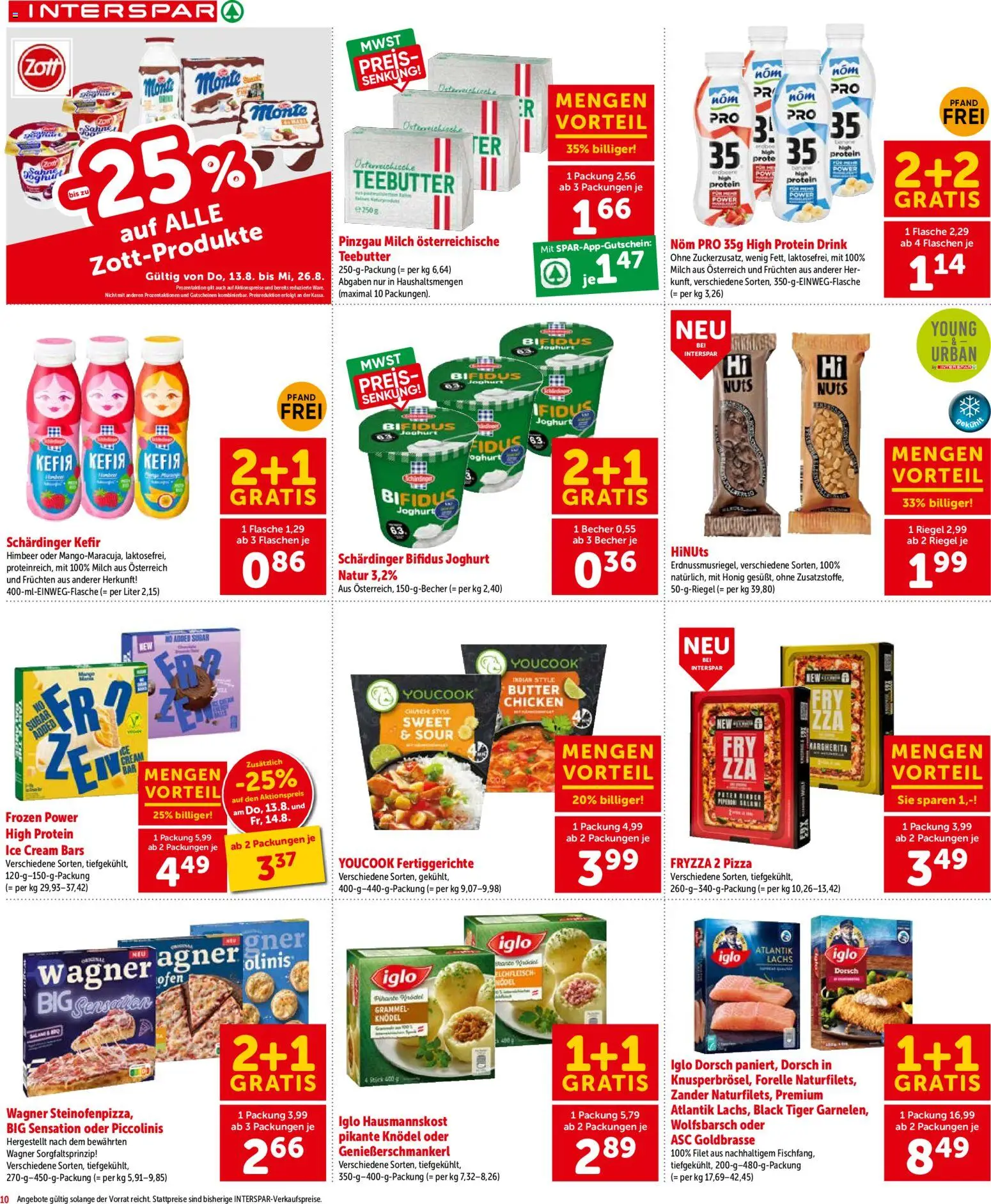 Interspar - Flugblatt gültig ab 13.08.2026 | Seite: 10 | Produkte: Fertiggerichte, Ofen, Milch, Joghurt