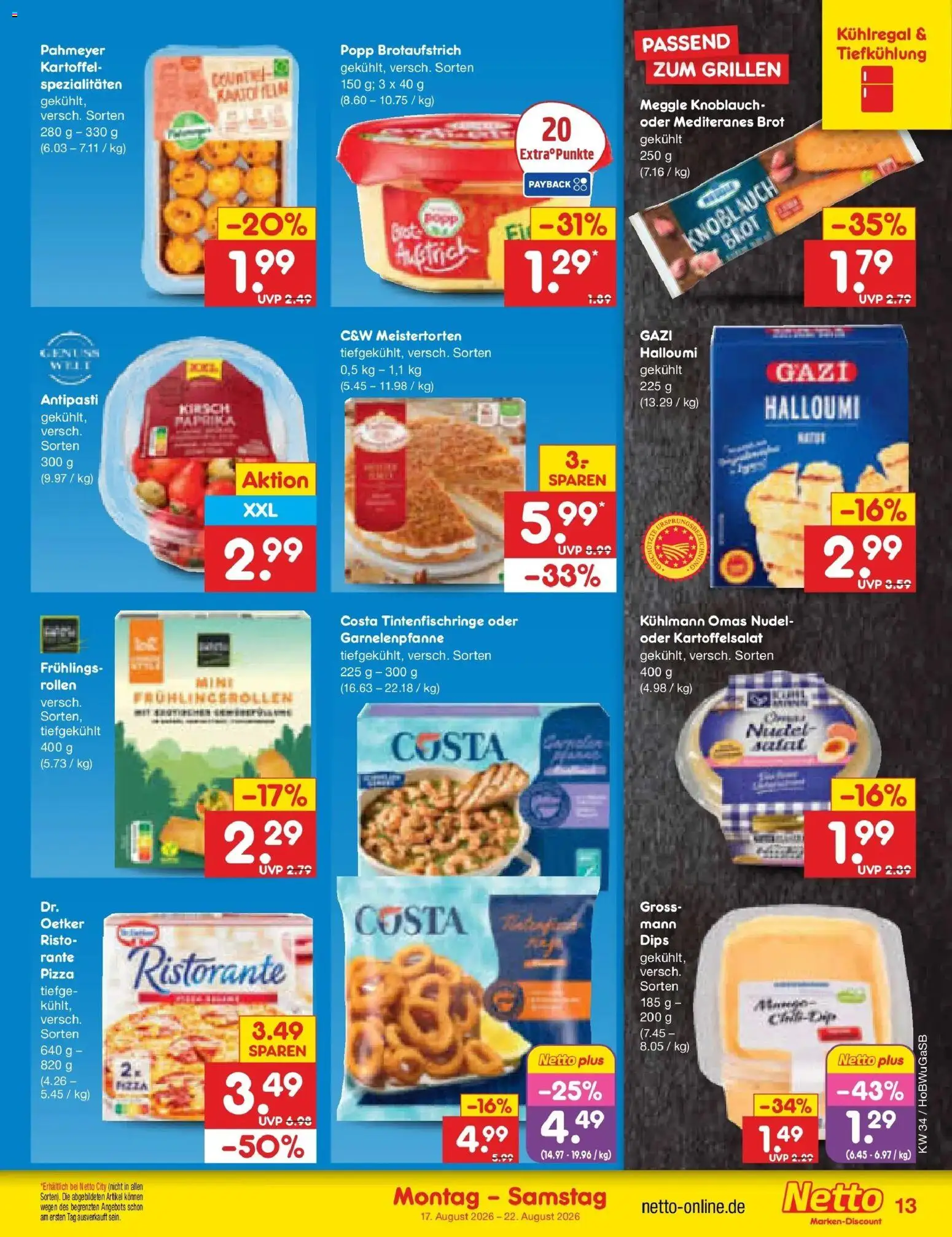 Netto Marken-Discount Prospekt Stemwede-Dielingen – gültig ab 17.08.2026 | Seite: 17 | Produkte: Ristorante, Knoblauch, Brot, Pizza