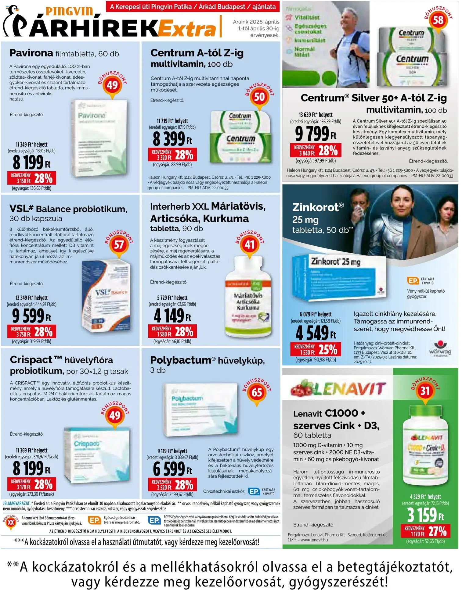 Pingvin Patika akciós ujság - amely érvényes a következő dátumtól: 01.04.2026 | Oldal: 15 | Termékek: Kurkuma