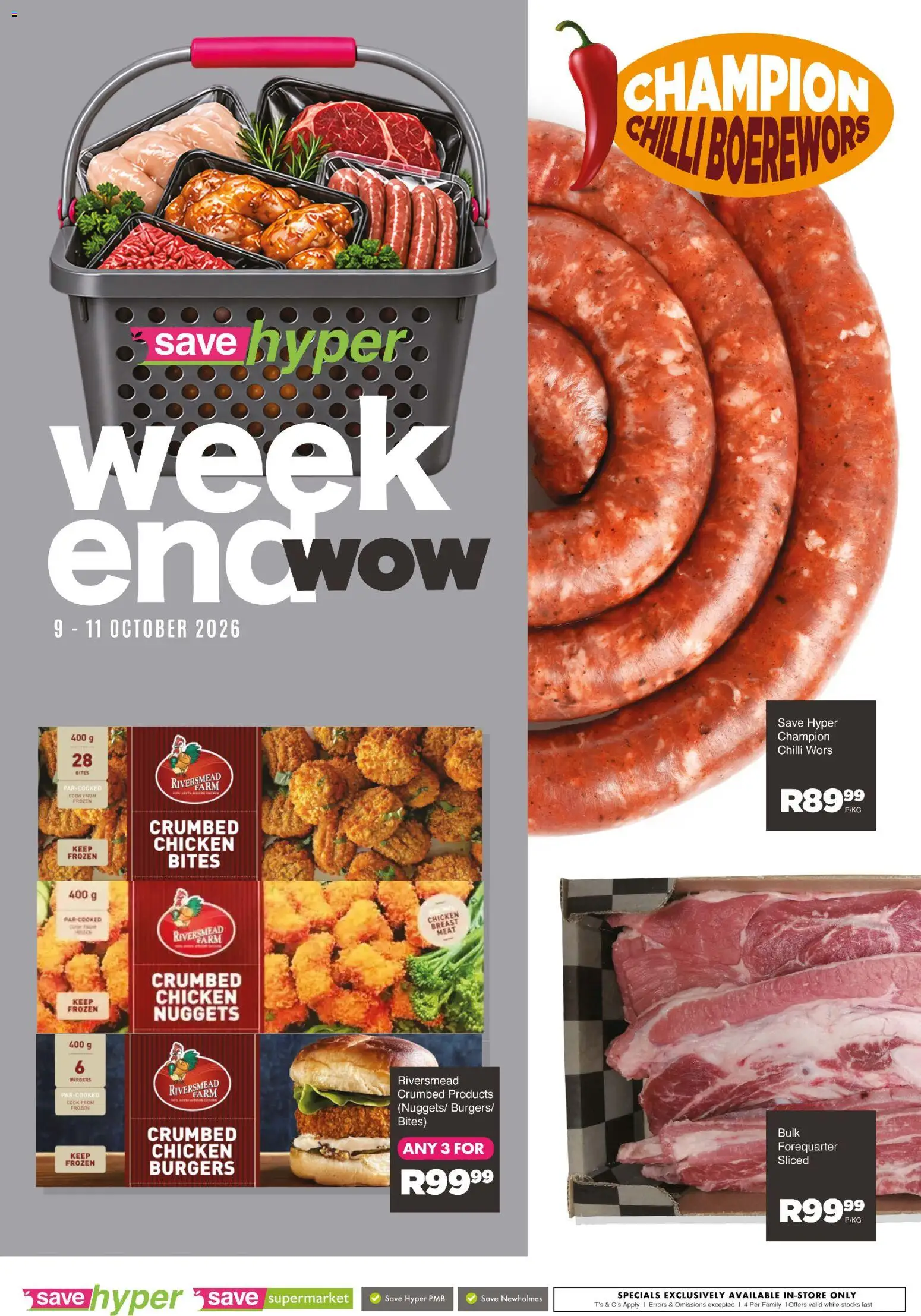 New Save catalogue – valid from 09/10/2026 | Page: 9 | Products: Boerewors, Chicken, Burgers, Chilli