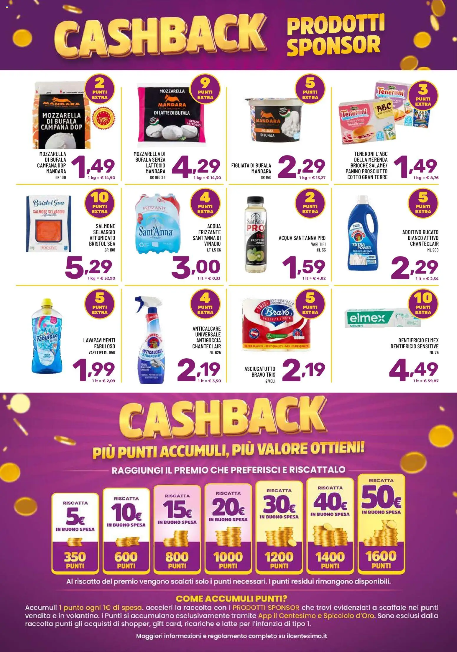 Volantino Il Centesimo del 11/09/2026 | Pagina: 4 | Prodotti: Dentifricio, Acqua, Mozzarella di bufala, Asciugatutto