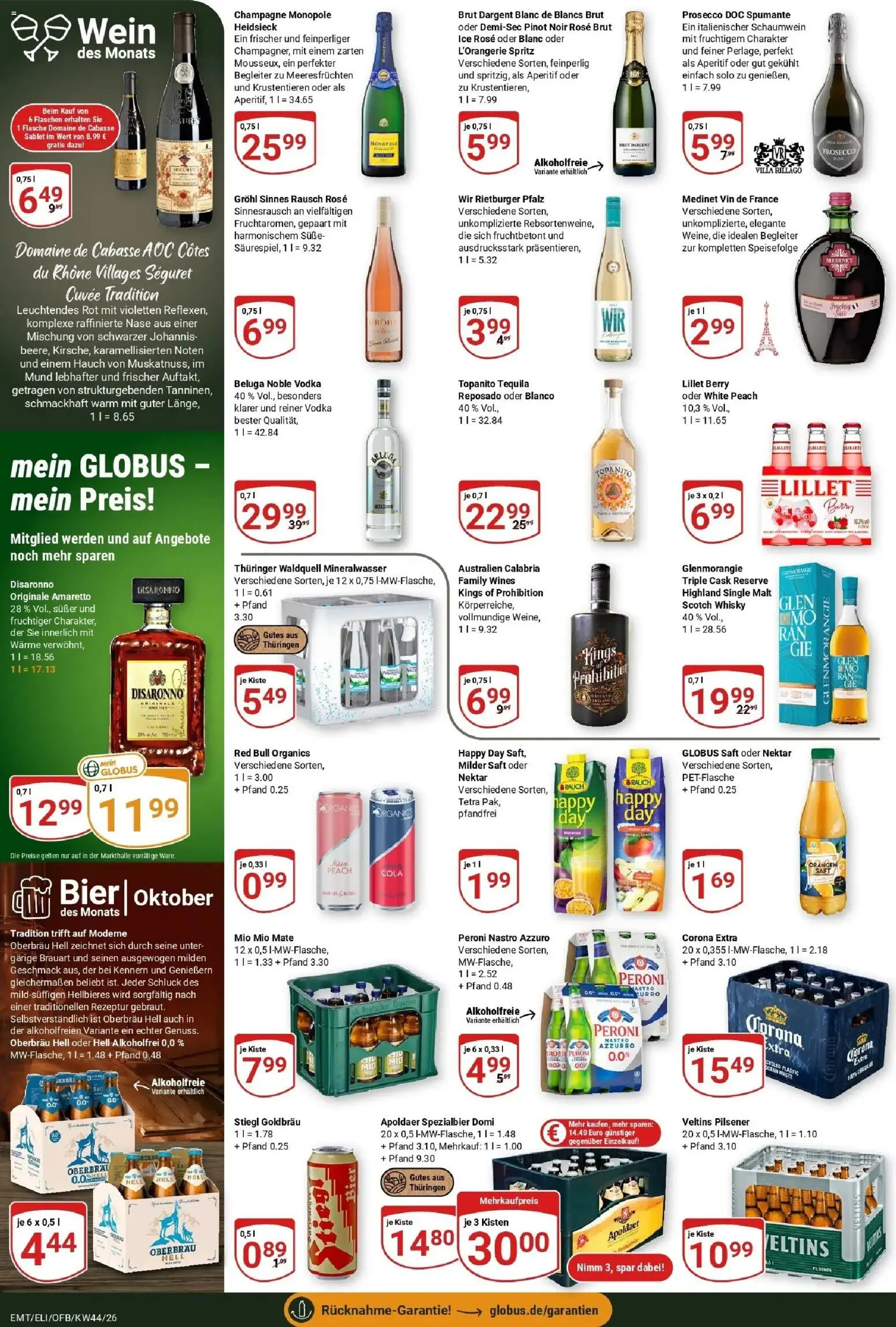 Globus Prospekt Erfurt-Linderbach (ab 26.10.2026) » Angebote online | Seite: 20 | Produkte: Bier, Lillet, Vodka, Veltins