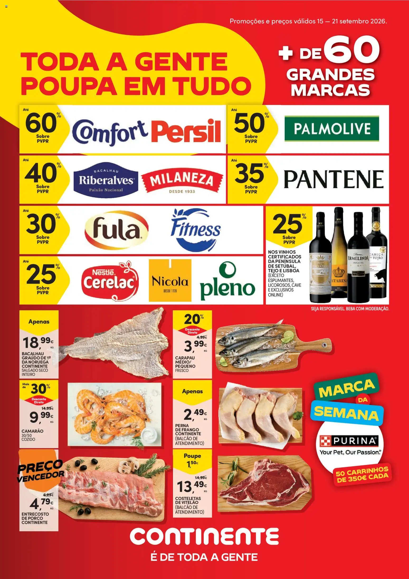 Continente Semanal Continente Bom Dia │ válido de 15/09/2026 | Página: 1 | Produtos: Bacalhau, Frango, Nestlé, Persil