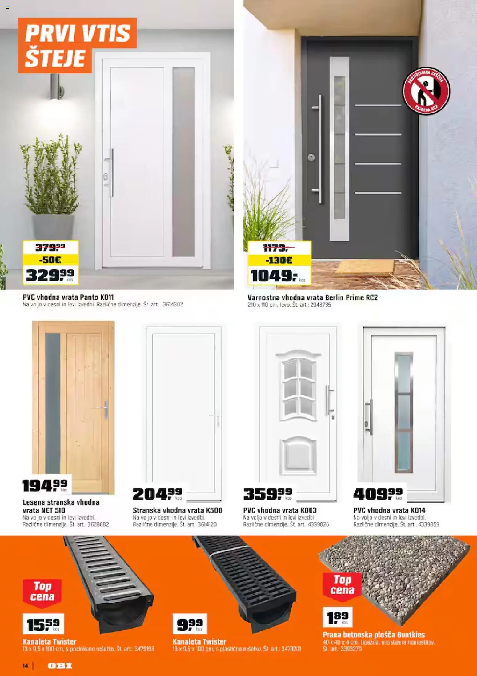Novi OBI katalog ponudbe – veljaven od 04.08.2026 | Stran: 14 | Izdelki: Vrata