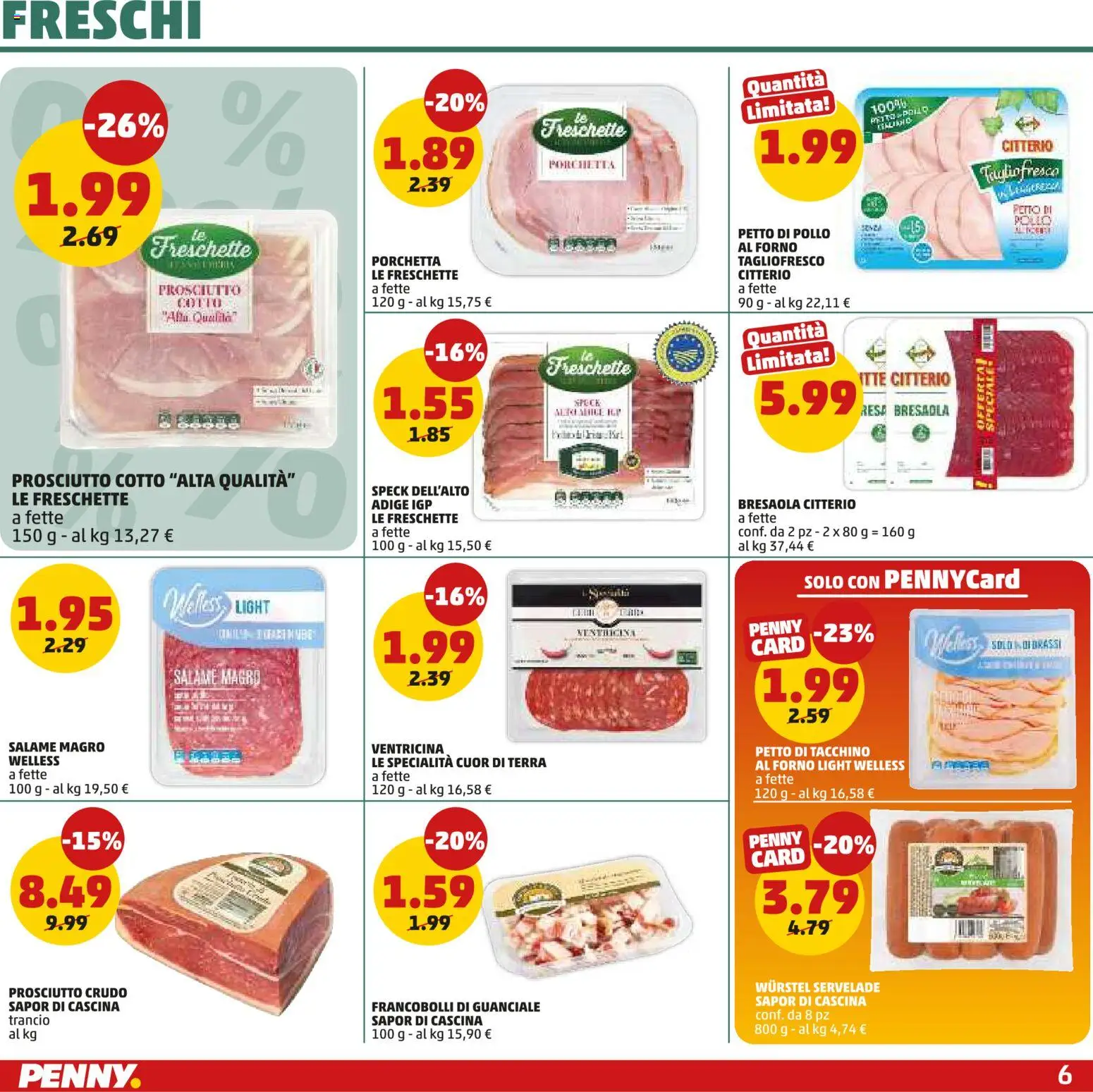 Volantino PENNY del 04.06.2026 | Pagina: 6 | Prodotti: Petto di Pollo, Porchetta, Salame, Bresaola