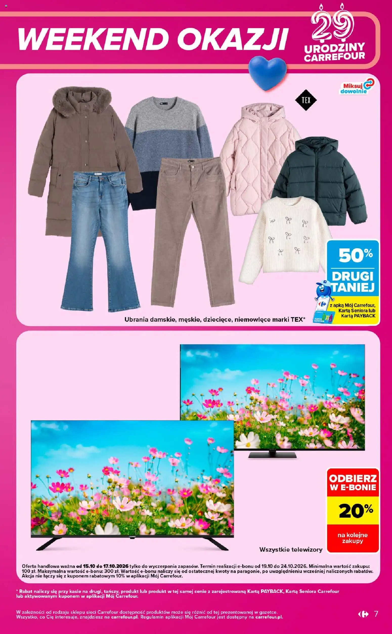 Carrefour gazetka - Weekend okazji od 15.10.2026 | Strona: 7 | Produkty: Ubrania, Karta