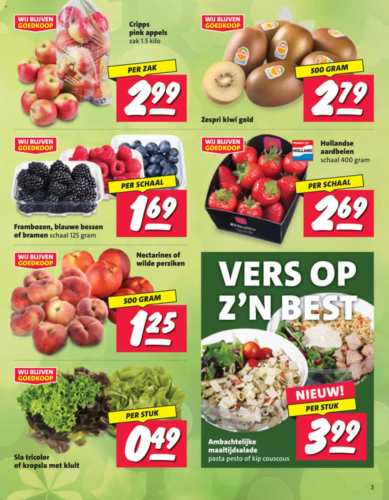 {H1} | Pagina: 3 | Producten: Appels, Aardbeien, Zak, Kip