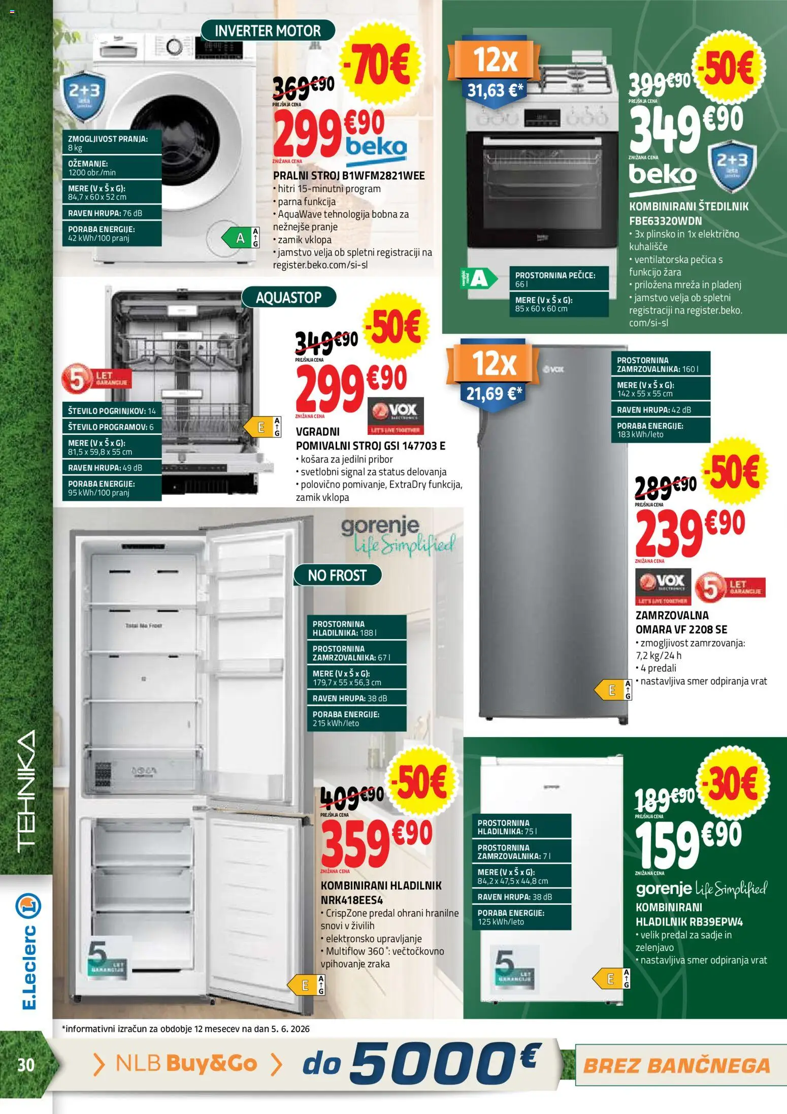 Novi E.leclerc katalog ponudbe – veljaven od 17.06.2026 | Stran: 30 | Izdelki: Pribor, Hladilnik, Pomivalni stroj, Omara