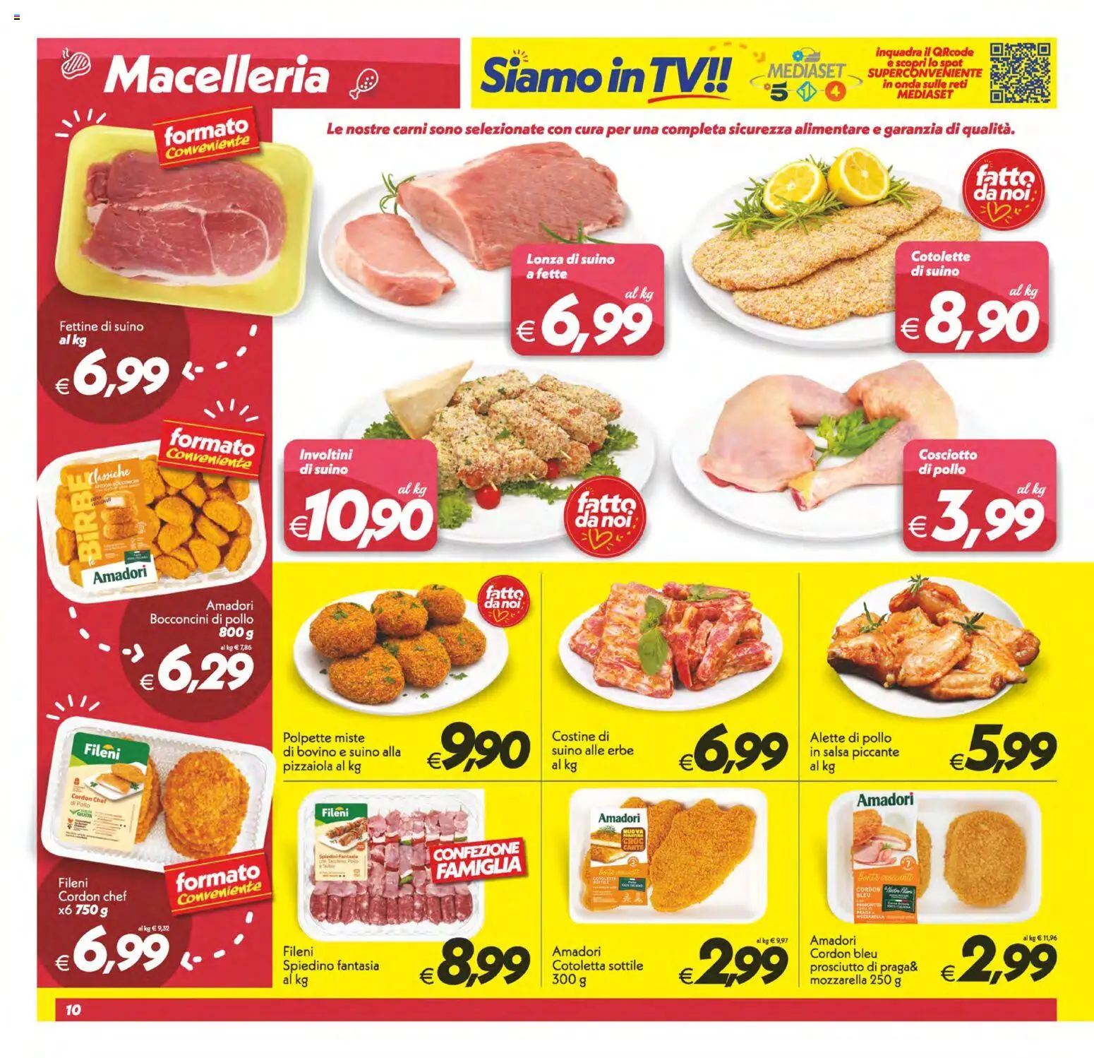 Volantino SuperConveniente del 29.05.2026 | Pagina: 10 | Prodotti: Mozzarella, Prosciutto, TV, Spiedini