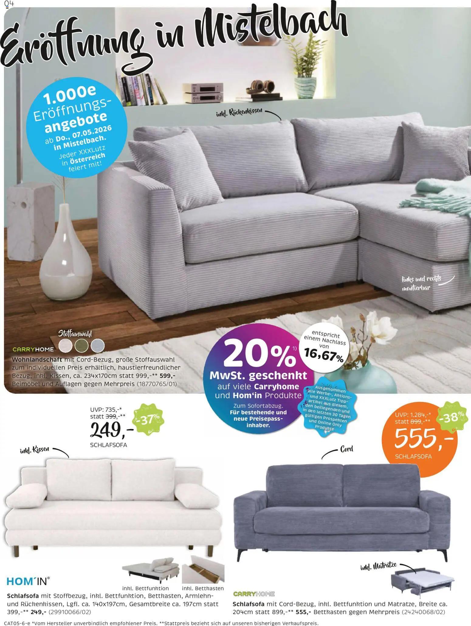 XXXLutz Carry Home gültig ab 05.05.2026 | Seite: 4 | Produkte: Matratze, Kissen