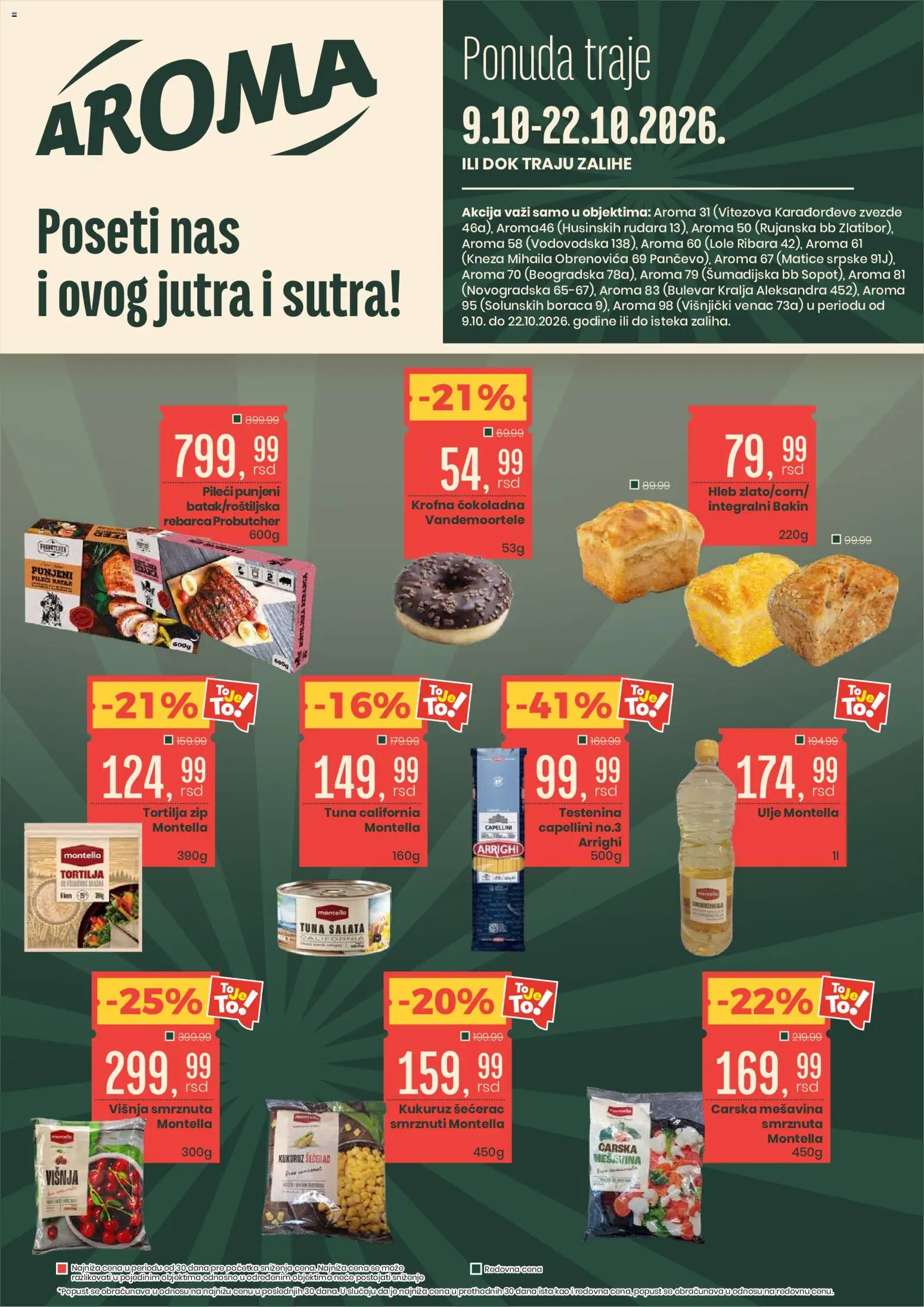 Aroma Market katalog - važi od 09.10.2026 | Strana: 1 | Proizvode: Testenina, Venac, Višnja, Ulje