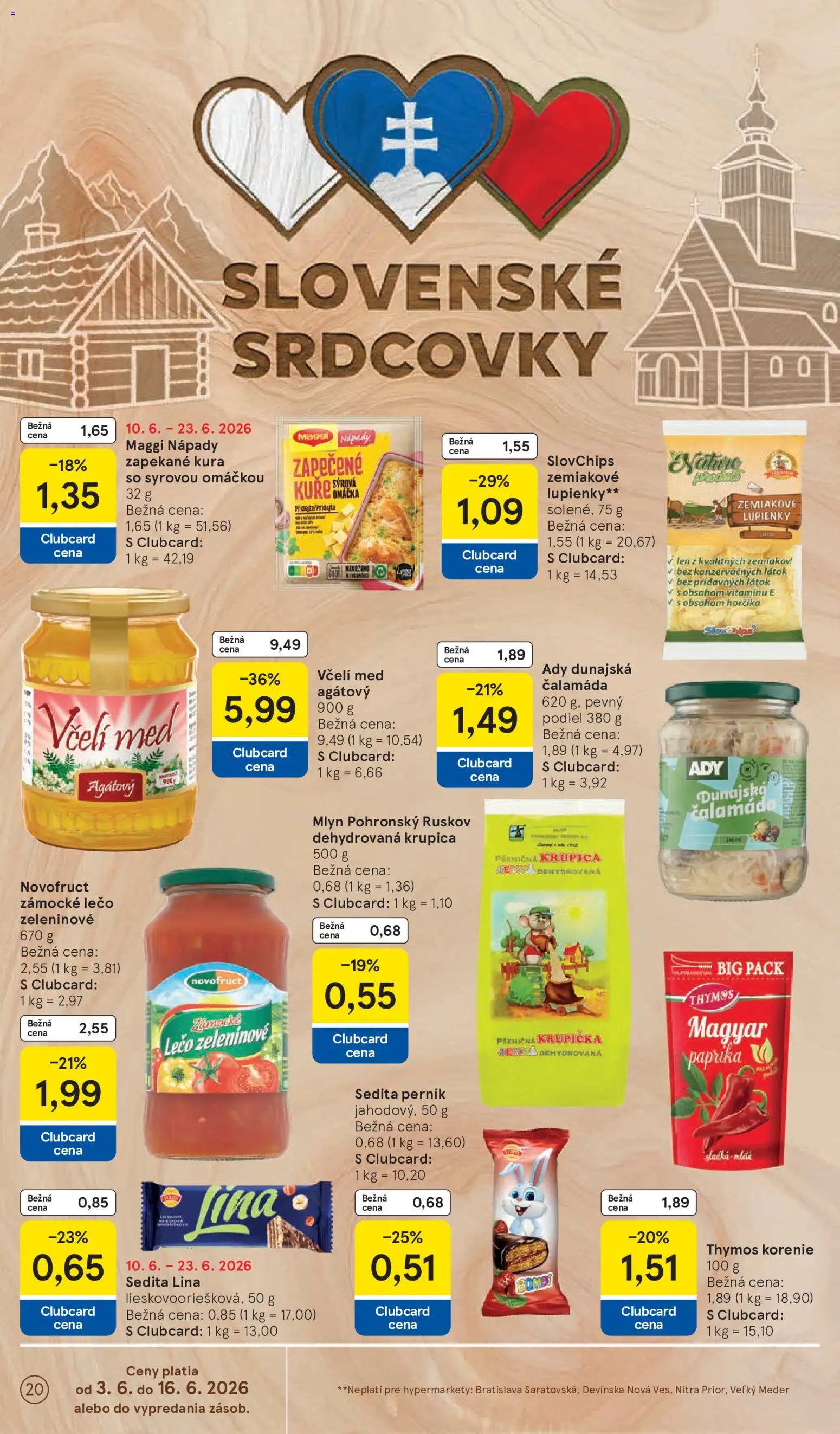 Nové Tesco akcie – leták je platný od 10.06.2026 | Strana: 20 | Produkty: Paprika, Korenie, Med, Krupica