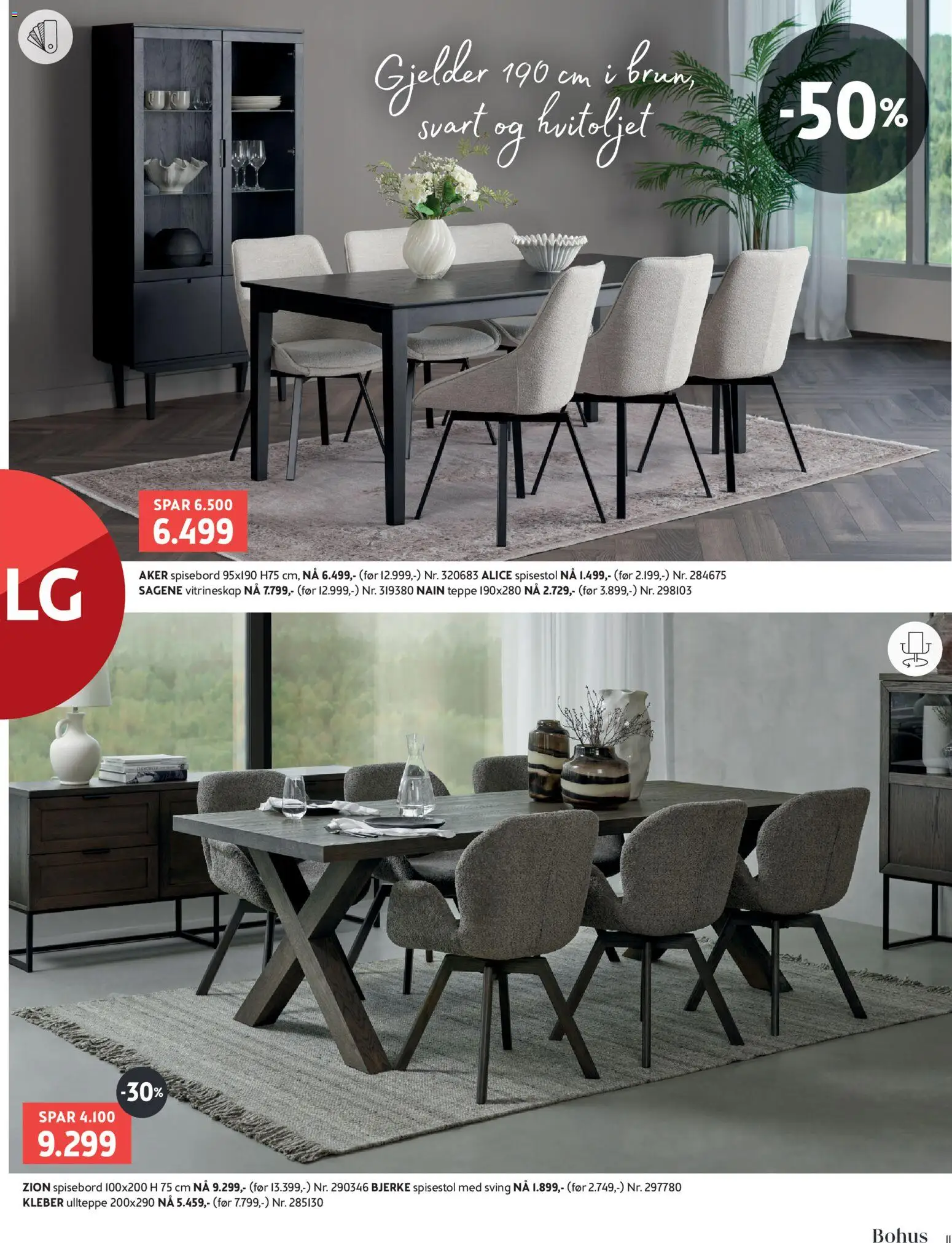 {H1} | Side: 11 | Produkter: Spisebord, Spisestol, Vitrineskap, Teppe