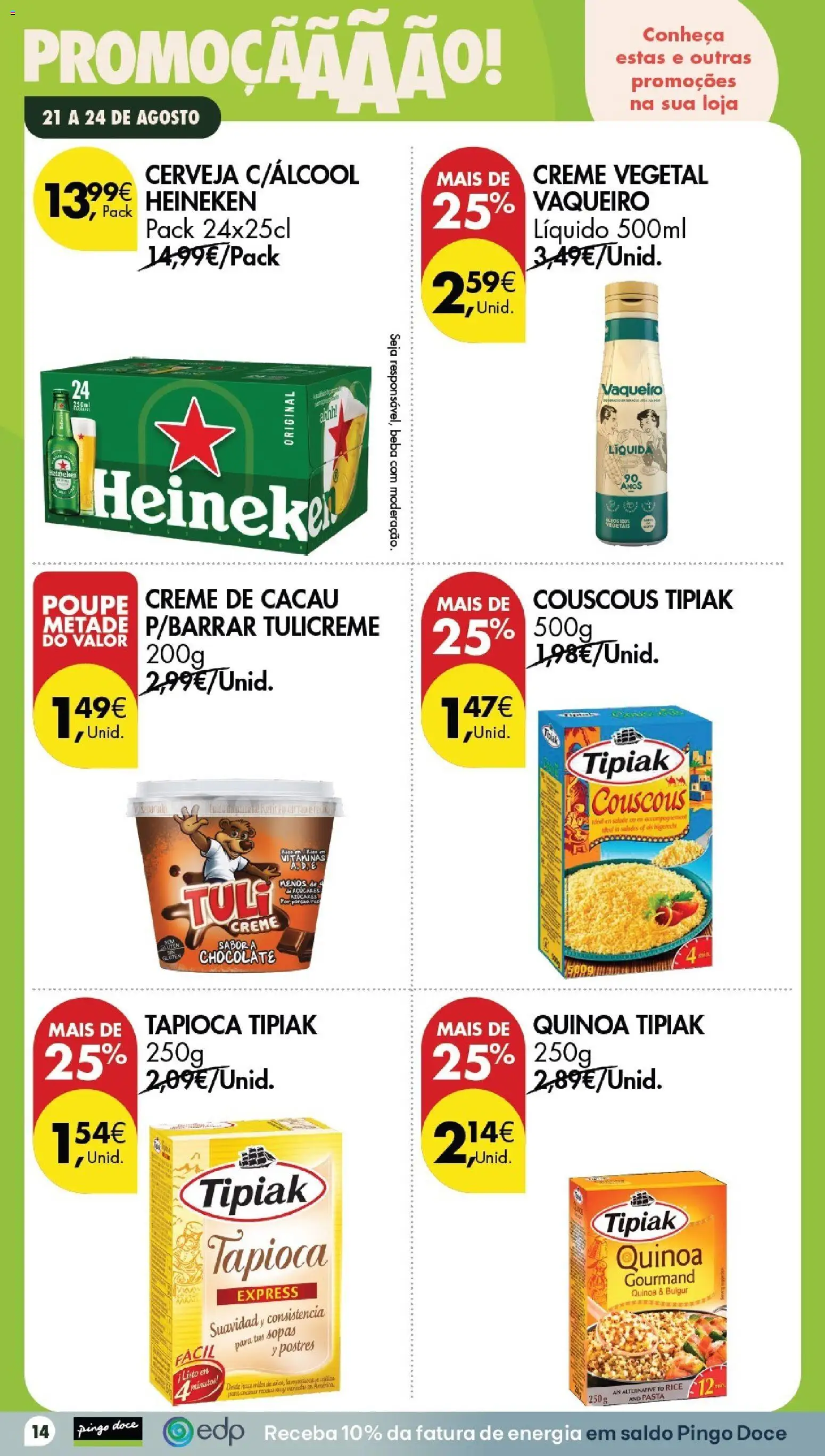 Pingo Doce Poupe este Fim de Semana │ válido de 21/08/2026 | Página: 14 | Produtos: Creme vegetal, Sopas, Cacau, Chocolate