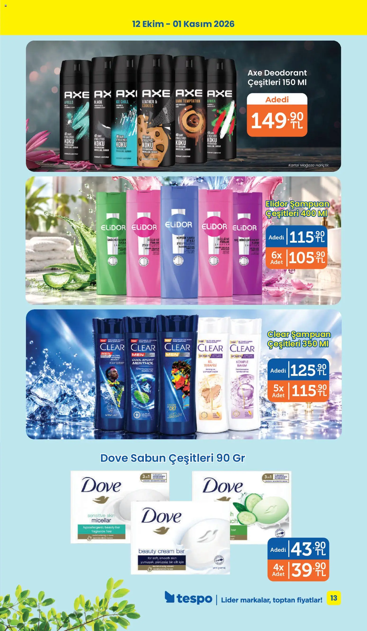 Tespo Katalog - 12 Ekim 2026 tarihinden itibaren geçerlidir | Sayfa: 13 | Ürünler: Şampuan, Sabun, Deodorant, Koku