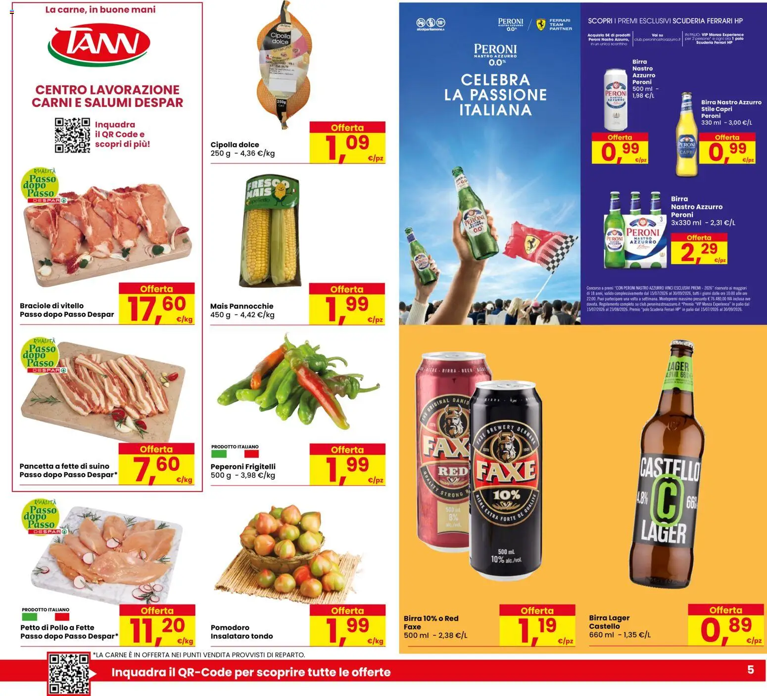 Volantino Eurospar del 06/08/2026 | Pagina: 5 | Prodotti: Birra, Pollo, Pancetta, Pomodoro