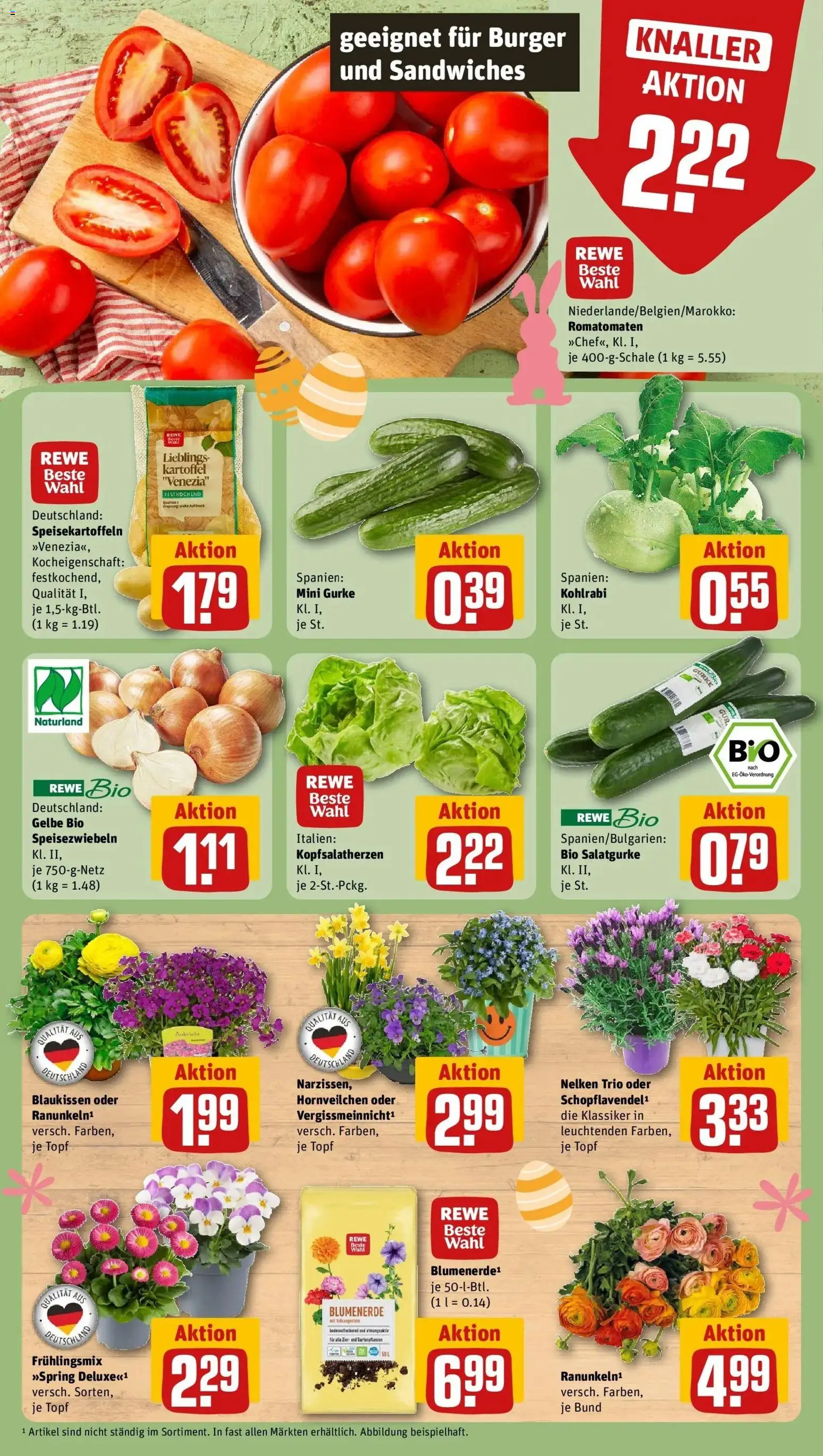 Rewe Prospekt Paderborn/Sennelager	 – gültig ab 23.03.2026 | Seite: 9 | Produkte: Kohlrabi, Burger, Blumenerde