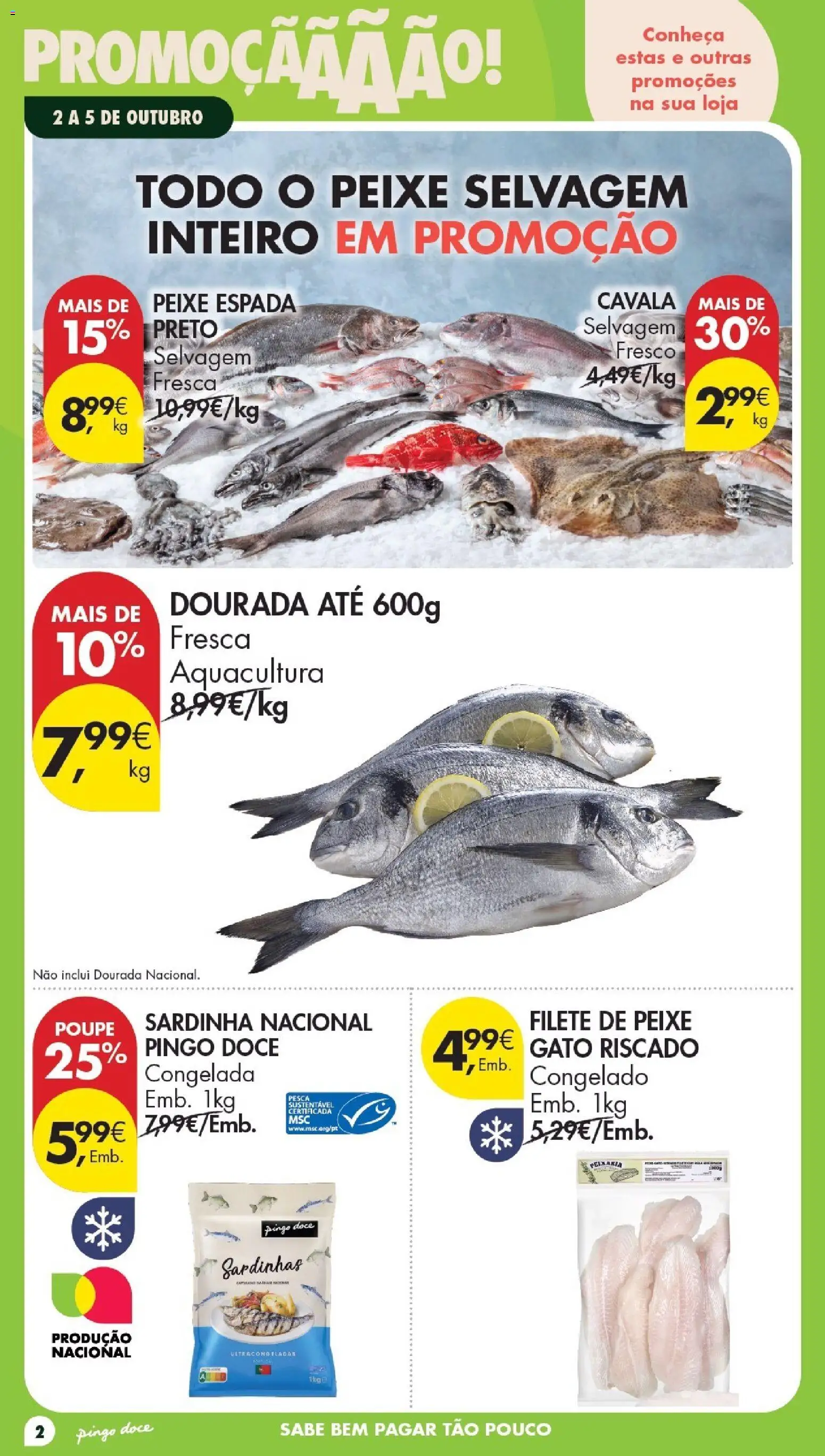Pingo Doce Poupe este Fim de Semana │ válido de 02/10/2026 | Página: 2 | Produtos: Dourada, Cavala, Sardinhas, Filete