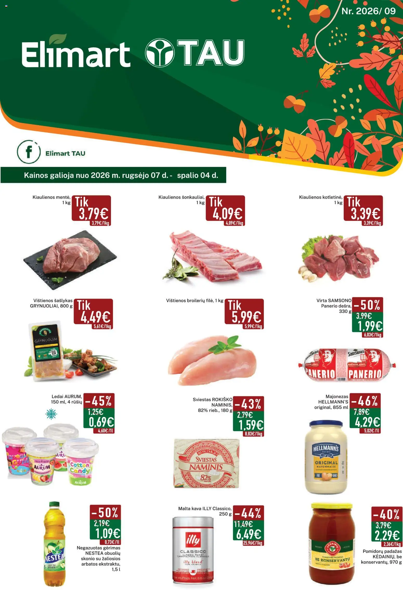 Elimart - TAU akcijos nuo 2026.09.07 | Puslapis: 1 | Prekių: Ledai, Sviestas, Kava, Padažas