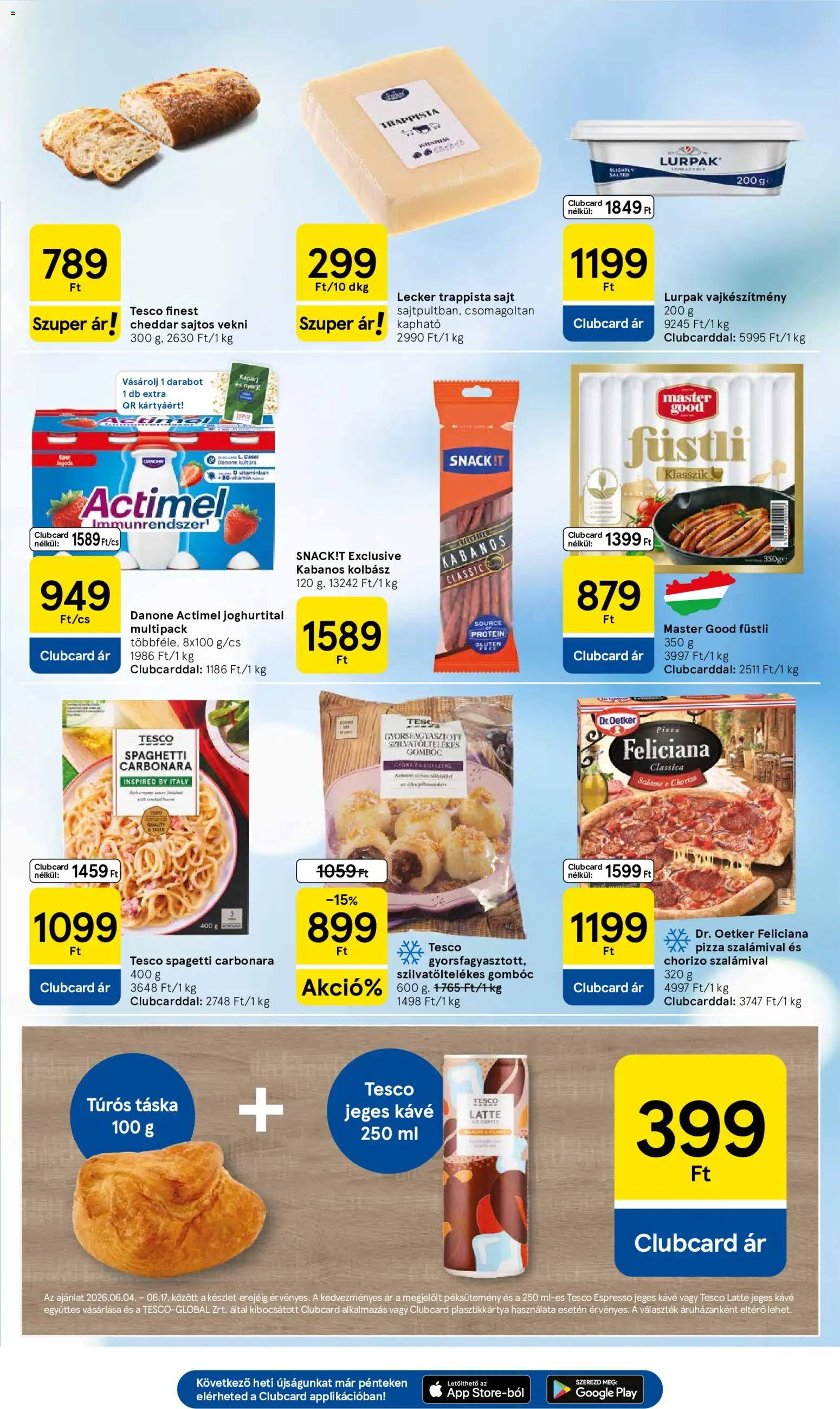 Tesco akciós ujság - amely érvényes a következő dátumtól: 11.06.2026 | Oldal: 3 | Termékek: Spagetti, Chorizo, Kávé, Pizza