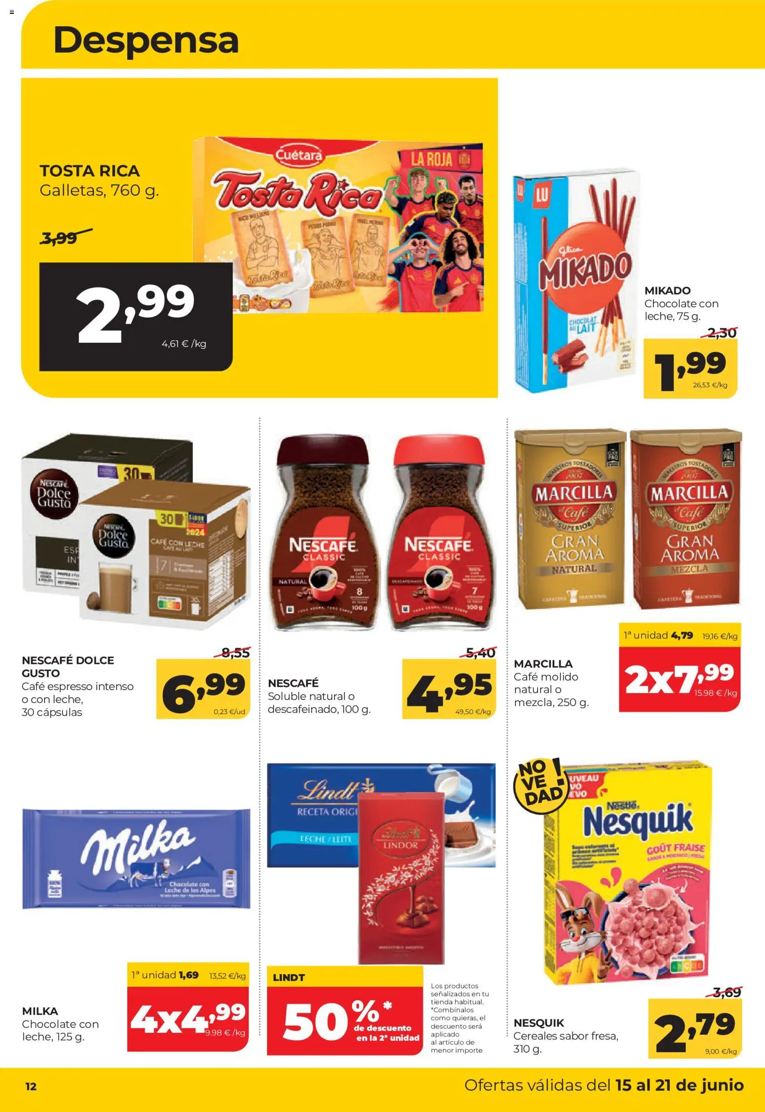 Alimerka folleto Castilla y León │ válido desde el 15.06.2026 | Página: 12 | Productos: Café con leche, Leche, Café, Café molido