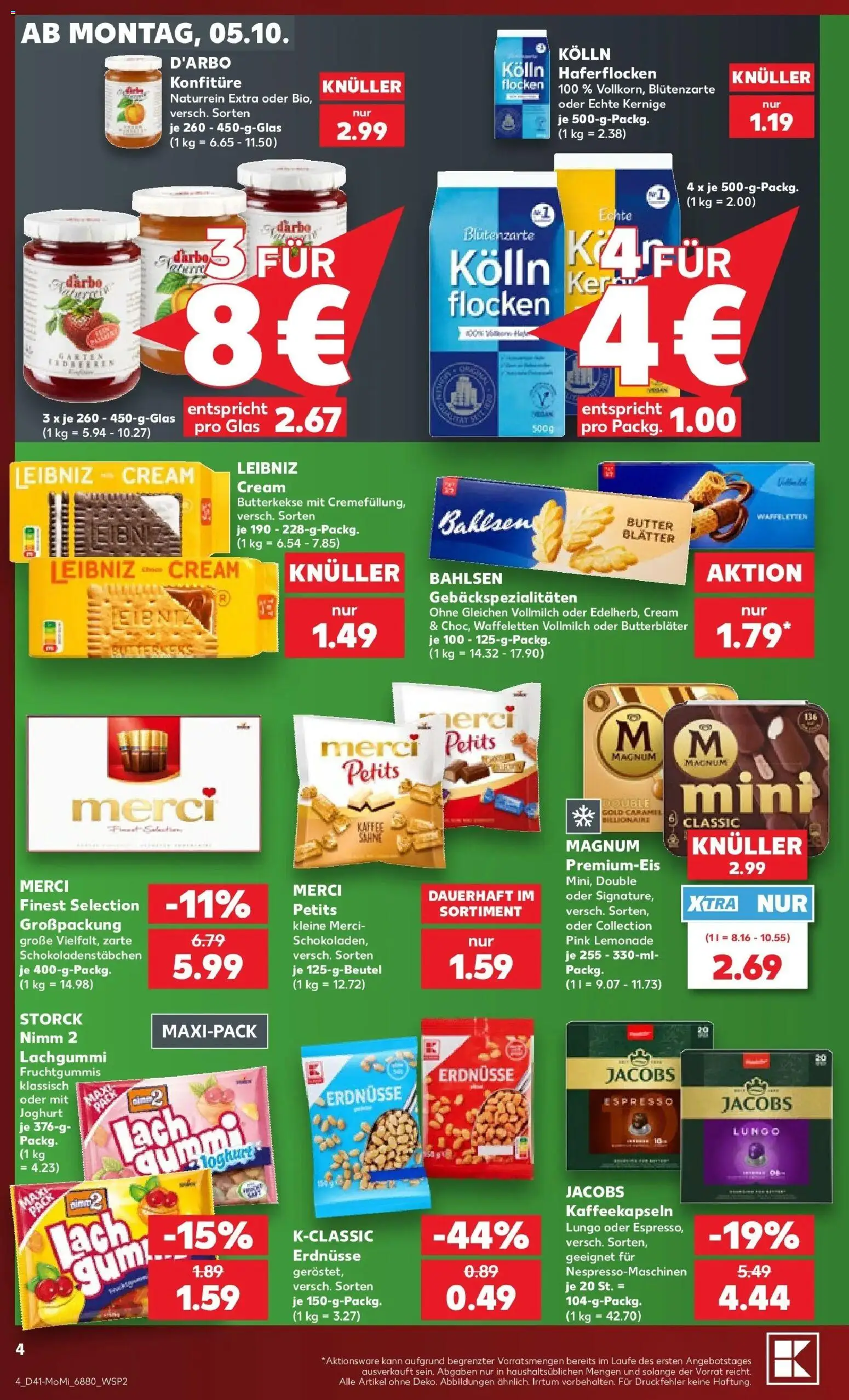 Prospekt Kaufland ab 05.10.2026 » Angebote Online zum Blättern | Seite: 4 | Produkte: Merci, Kolln, Joghurt, Butterkekse