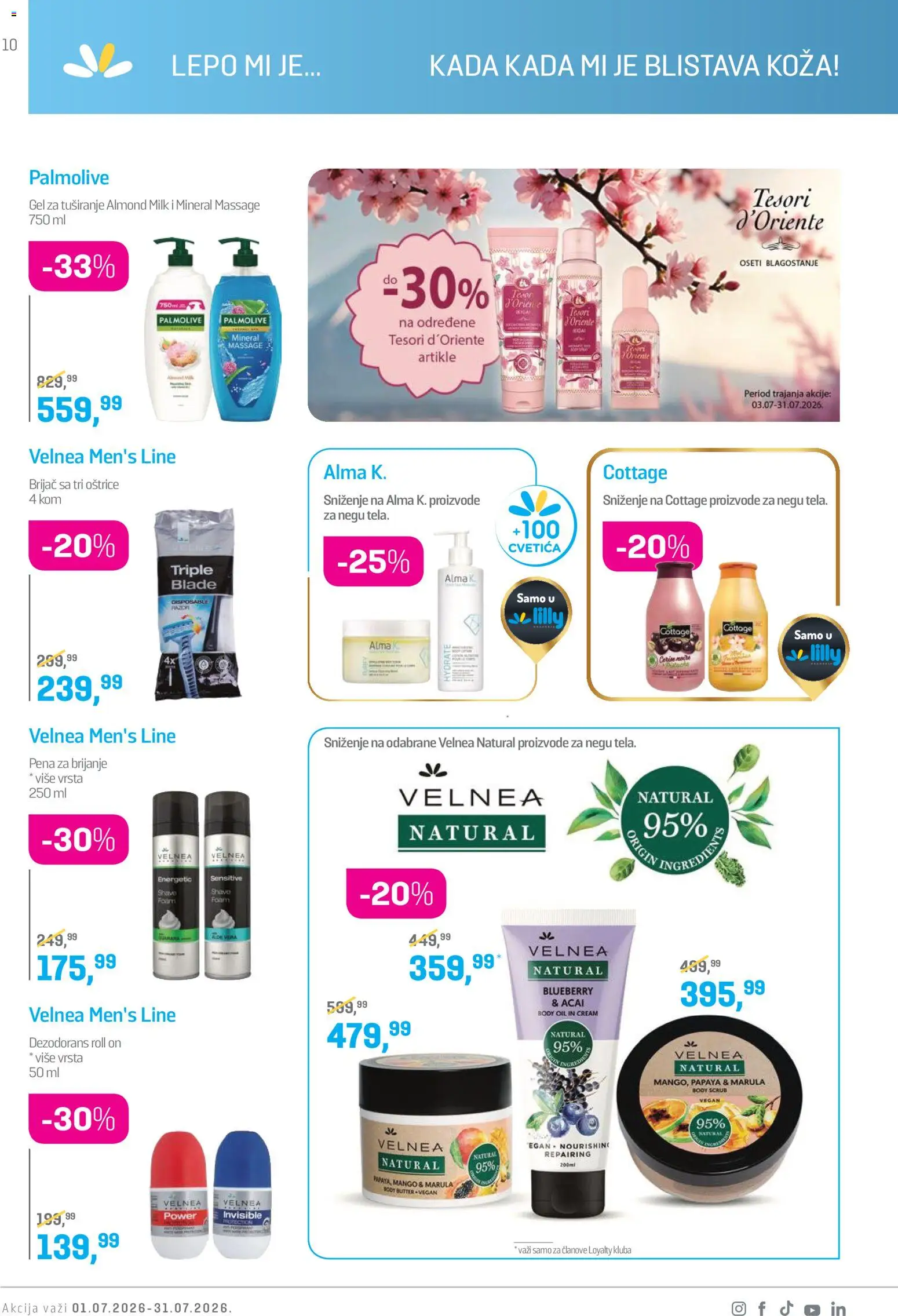 Lilly drogerie katalog - važi od 01.07.2026 | Strana: 10 | Proizvode: Brijač, Palmolive, Pena za brijanje, Gel za tuširanje